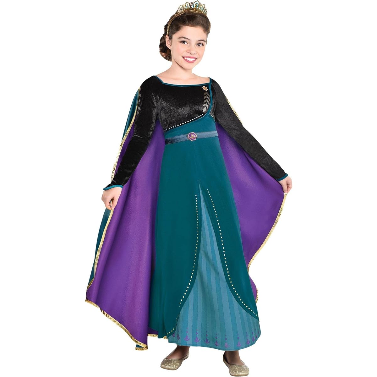 Party City Disney Frozen 2 Head Anna Halloween Costume for Kids Dress Leggings for Pretend Play