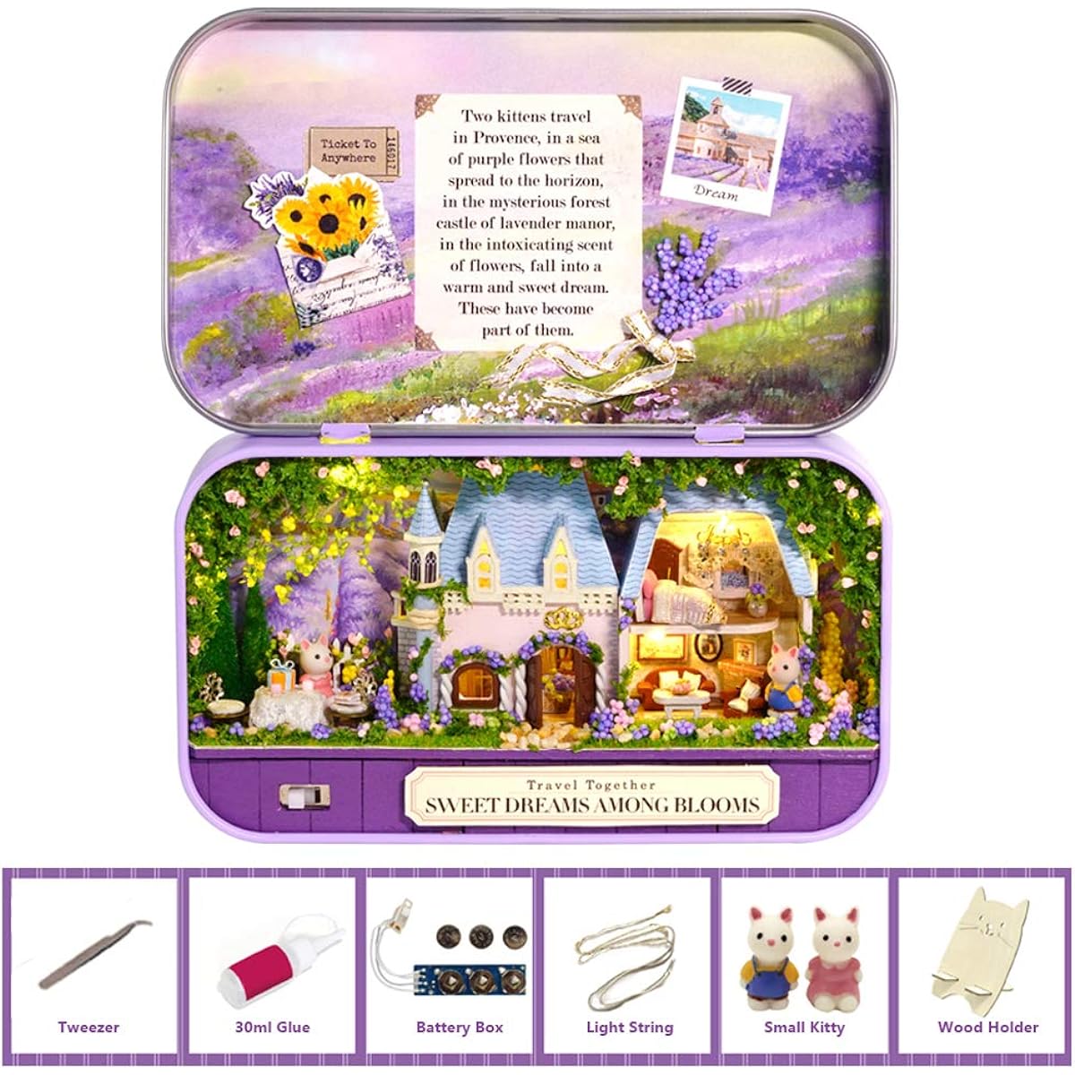 MAGQOO 3D Wooden Dollhouse Miniature DIY Dollhouse Kit with Furniture 1:24 DIY Box Theatre Kit (3 Pack)