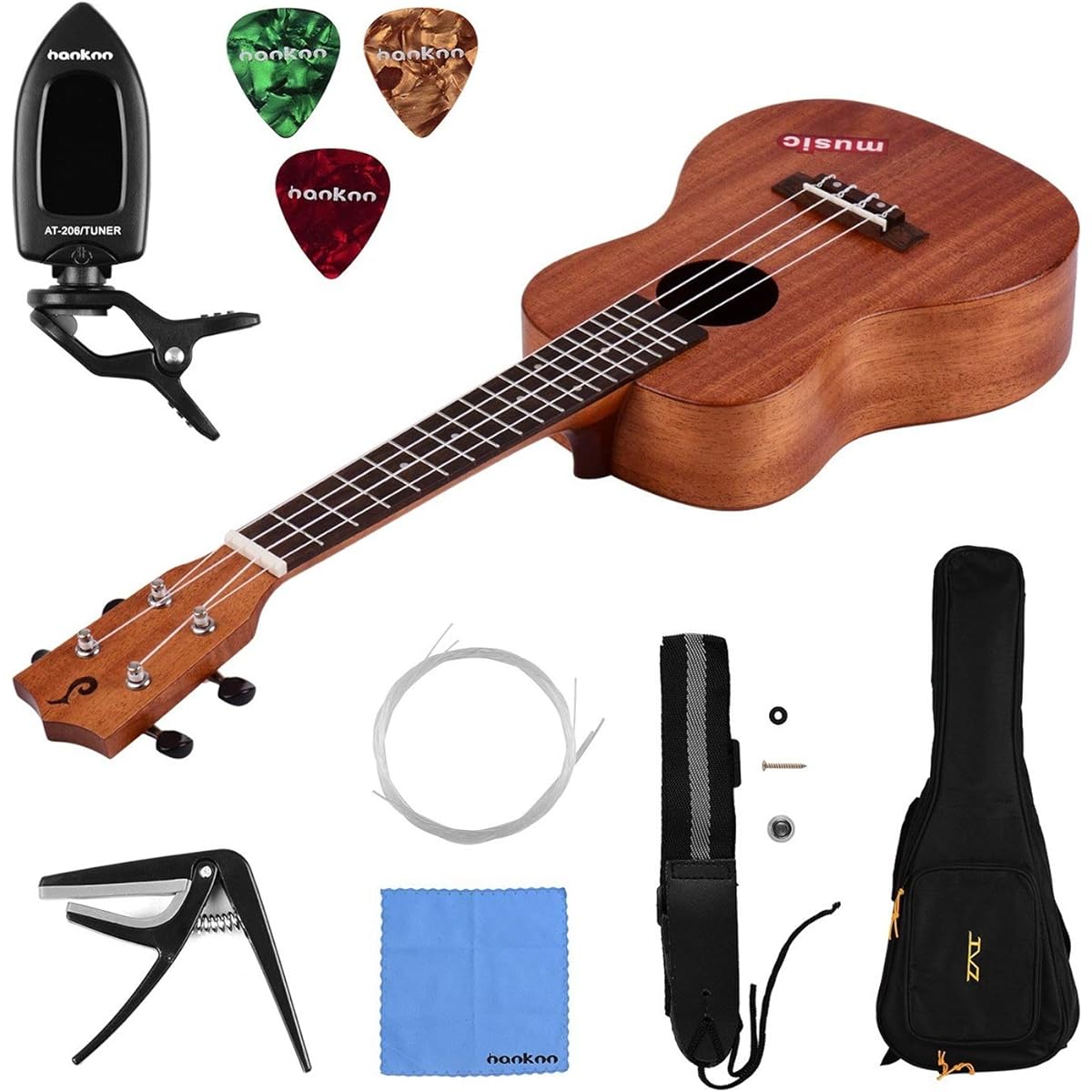 Ukulele 23 Inch Concert Ukulele Mahogany Wood Hawaii Guitar for Kids and Adults Carbon Fiber Ukulele (Color: Natural, Size: 23 Inch)