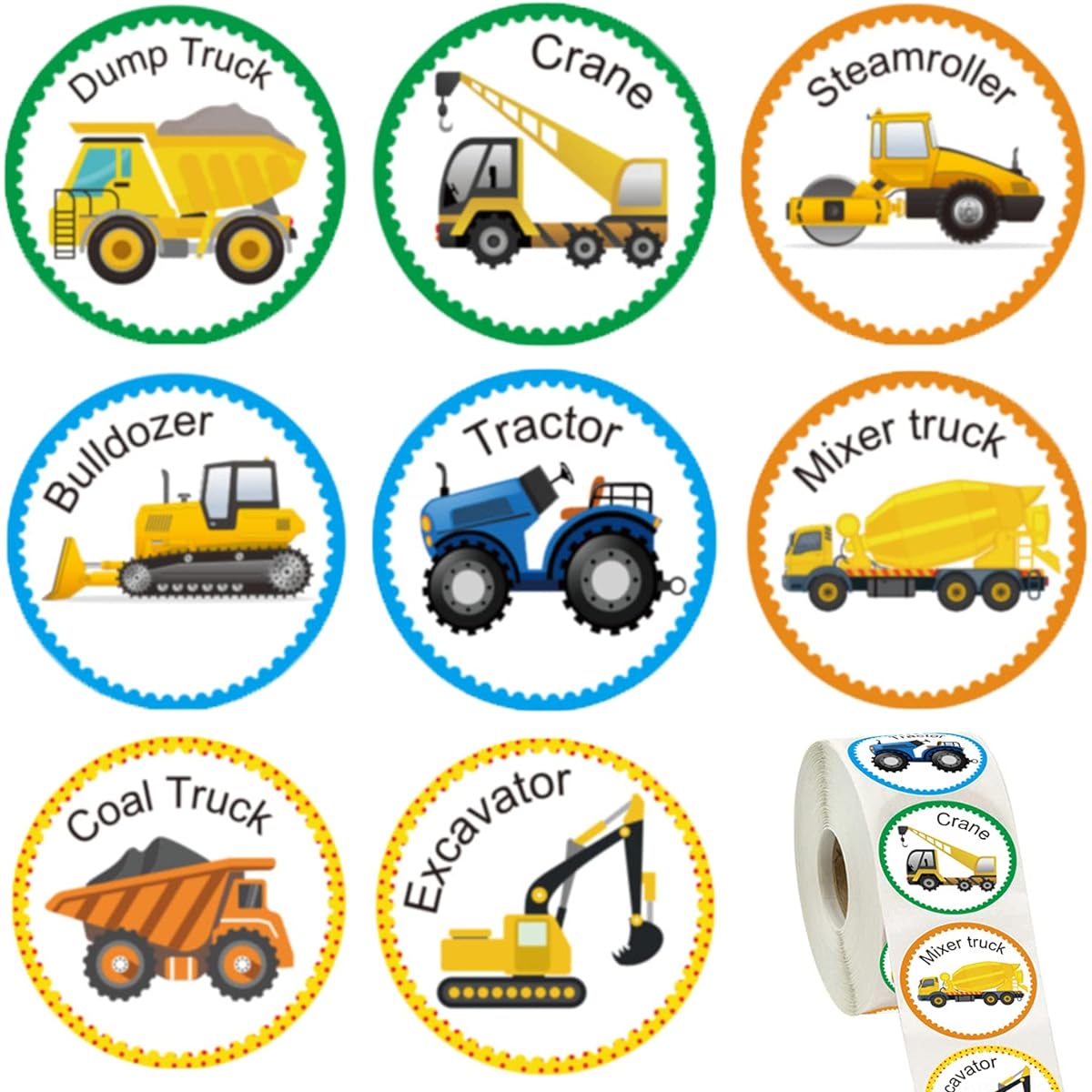 Hohamn 1.5" Truck Stickers for Kids, 500pcs Cool Truck Stickers for Toddlers Boys Birthday Party