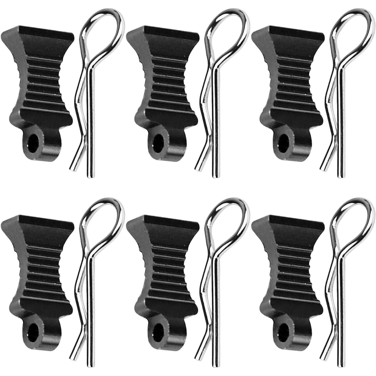 Vgoohobby 6 Pack RC Body Clip Pins with Fixed Bracket Aluminum Pull Tab Mount Replacement for Redcat Traxxas Tamiya Axial SCX10 1/10 1/12 RC Scale Car Crawler (Black)