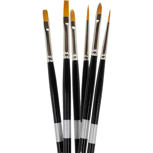 Trekell Golden Taklon Acrylic Paint Brush Set - Assorted Professional Paint Brushes for Oil Painting, Watercolor and Gouache - Set of 6 10" Brush Handles