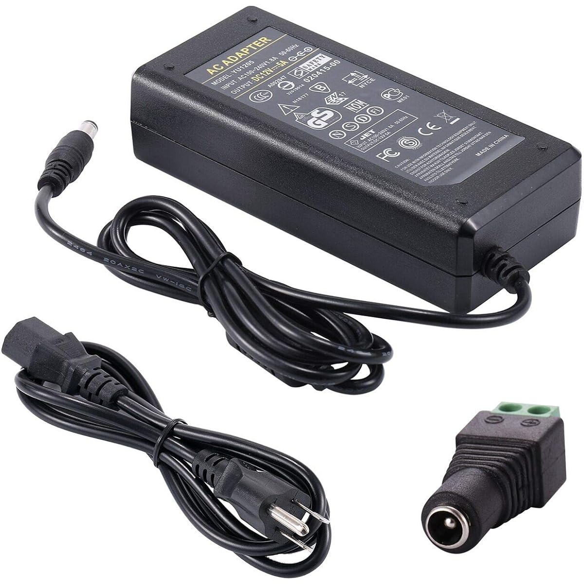 COOLM 12V 5A Power Supply AC - DC 12V 5A 60W Power Adapter Charger AC 100V - 240V Transformer 5.5x2.5mm DC Output Jack for 5050 3528 LED Strip Light LED Driver CCTV Security System