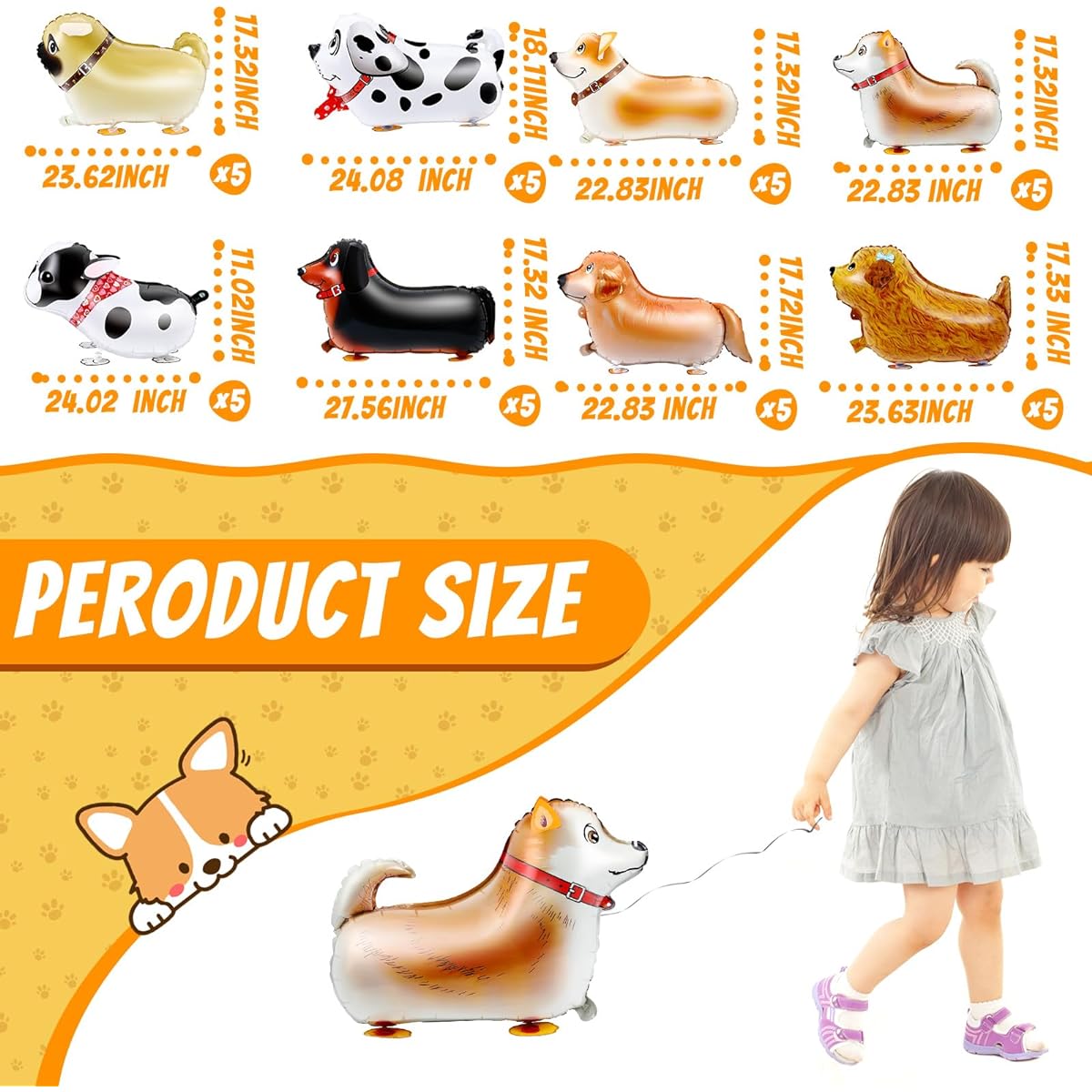 40pcs Walking Animal Balloons, New Year Pet Dog Balloons, New Year Party Decorations, Kids Balloons Puppy Dog Birthday Party Supplies for Boys and Girls New Year Decorations