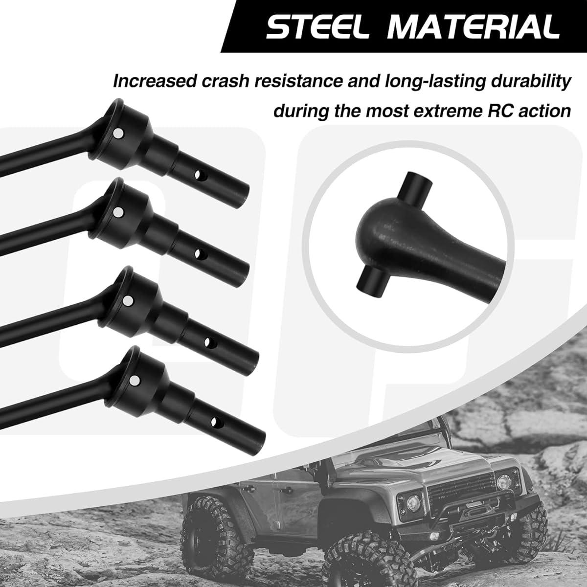OGRC Front/Rear Steel Constant Speed Driveshafts Pre-assembled Steel CV Driveshafts for Traxxas WideMaxx (Replacement Part #8996X)