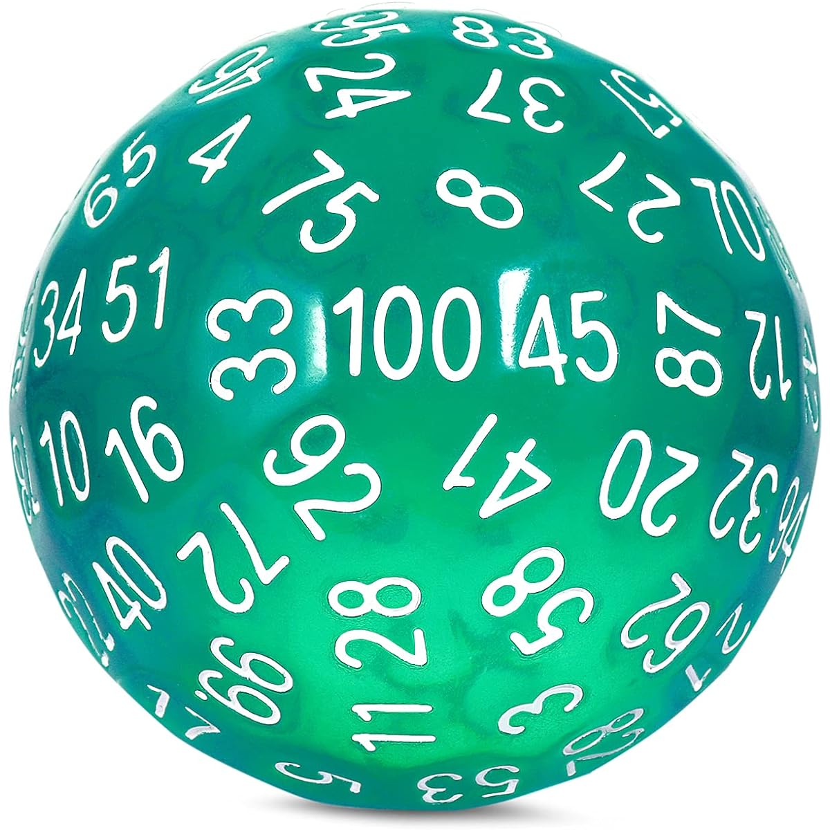Green D100 Dice DNDND 100 Dice with Translucent Pouch for Dungeons and Dragons Translucent Green with White Numbers