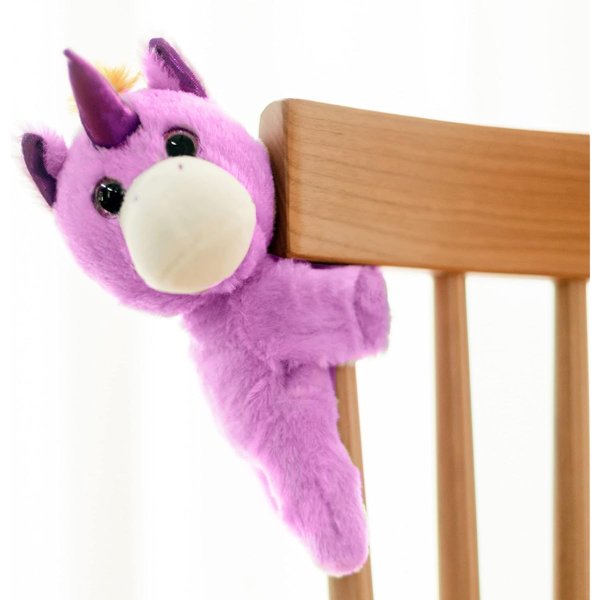 Unicorn Slap Bracelet Plush Toy - Stuffed Animals for Kids and Teens, Toddler Bed and Stroller Toys, White, Pink, Purple, 8.5 Inch