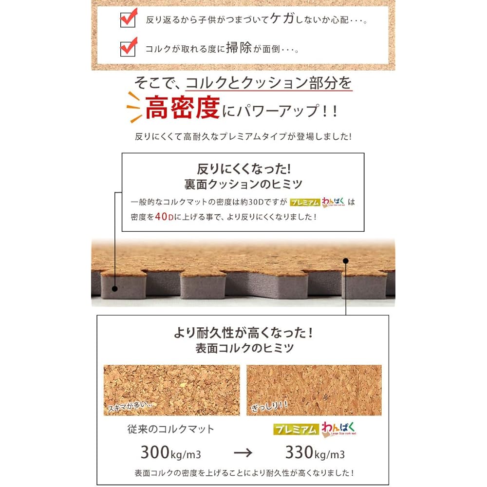 Chest of drawers Cork mat 45cm Thickness 10mm 1cm 3 tatami mats Soundproof High density Compatible with floor heating Low formaldehyde Side parts included Set of 24 31800008 10AM (68769)