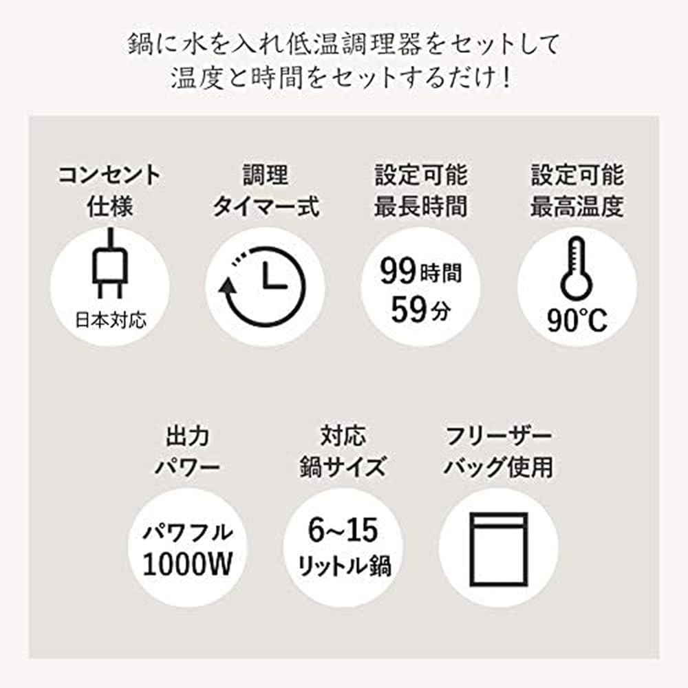 Low Temperature DE Cooker (White) Low Temperature Cooker Temperature Control Meat Dishes Dinos Iimono Premium