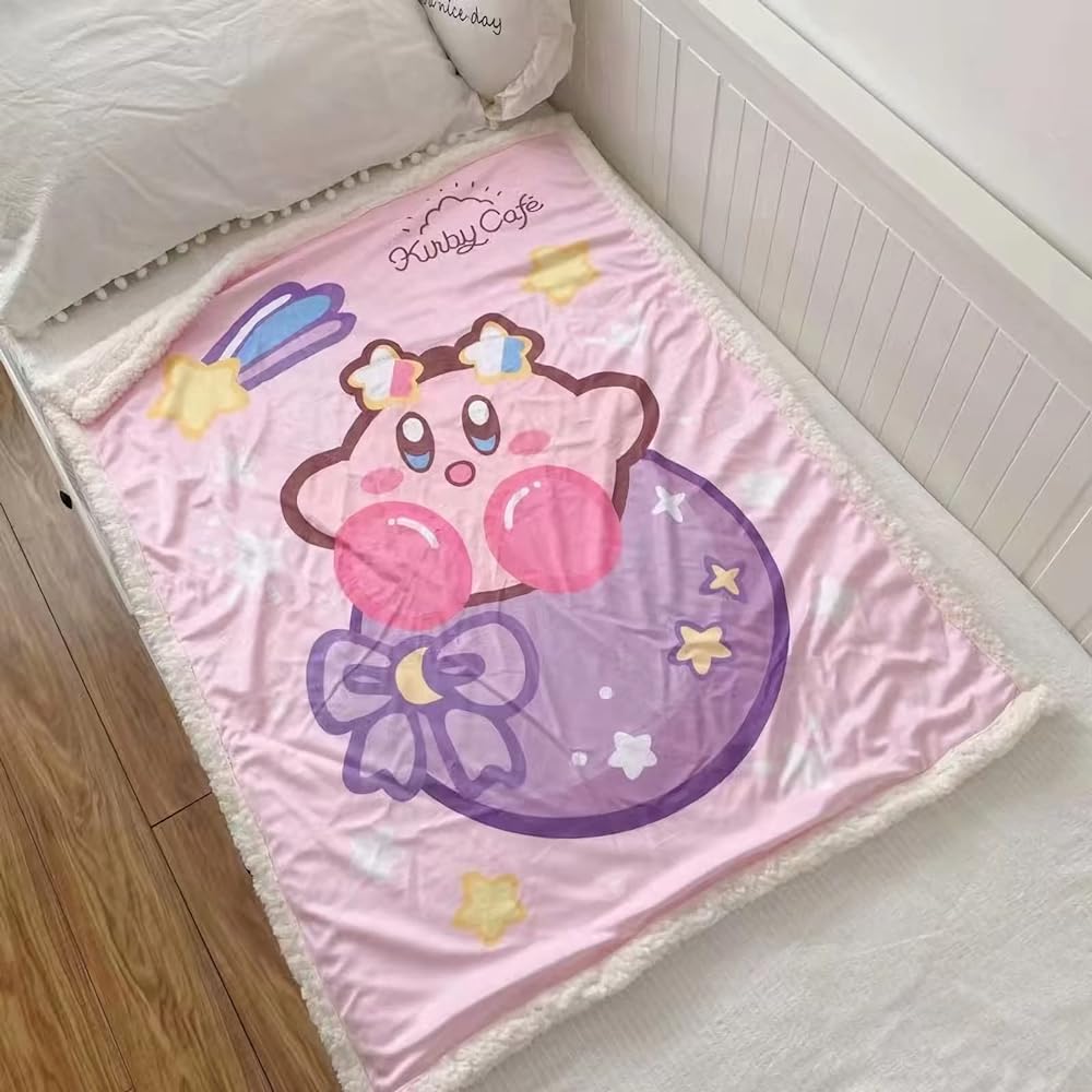 Kirby's Dream Land Kirby Blanket Throw Blanket 100 150cm Sheep Boa Lightweight Large Fluffy Cute Washable Stylish ZITION Character Soft Suitable for All Seasons Goods