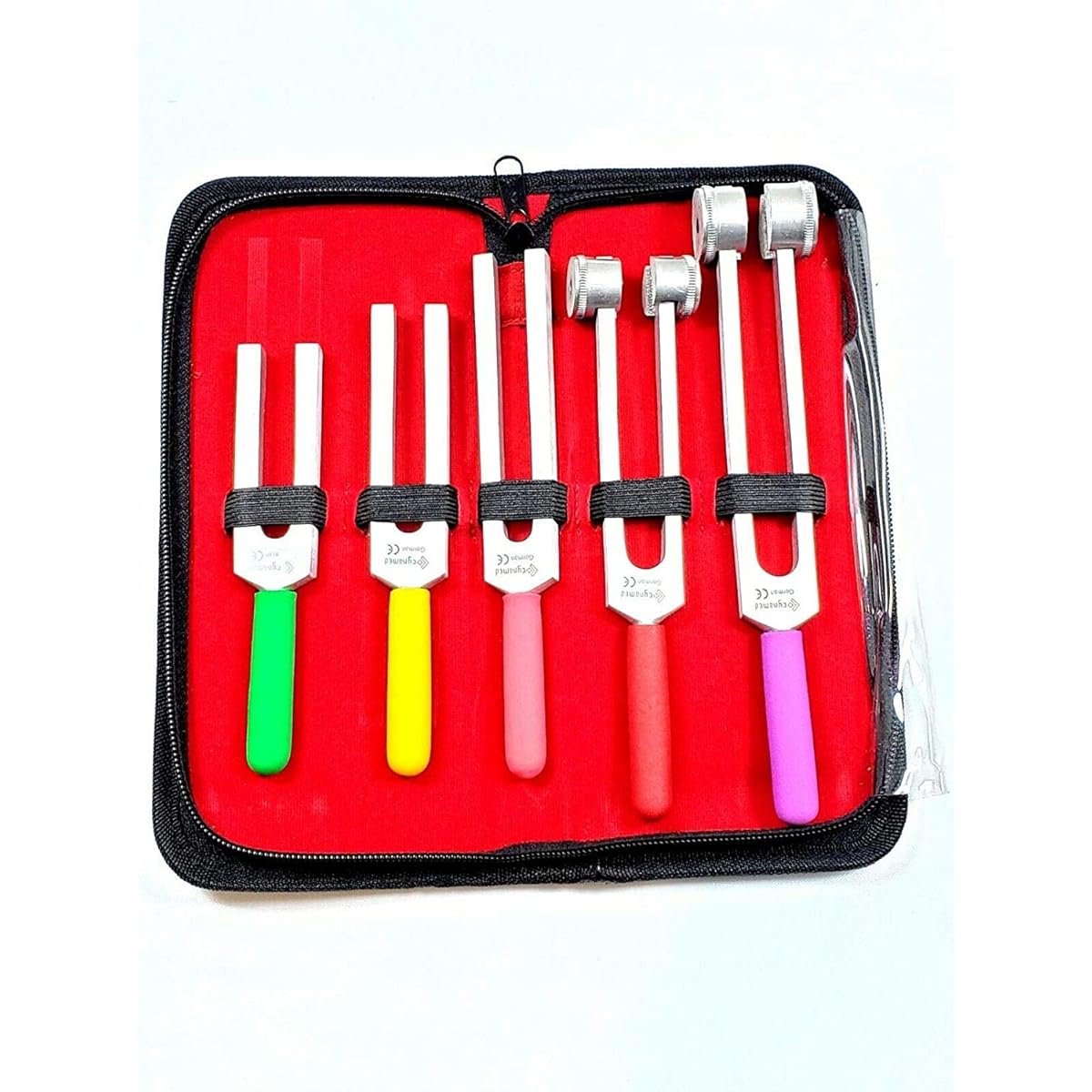 Premium Tuning Fork 5 Piece Set - Color C2048 + C1024 + C512 + C256 + C128 Medical Diagnostic Neurology (Name)