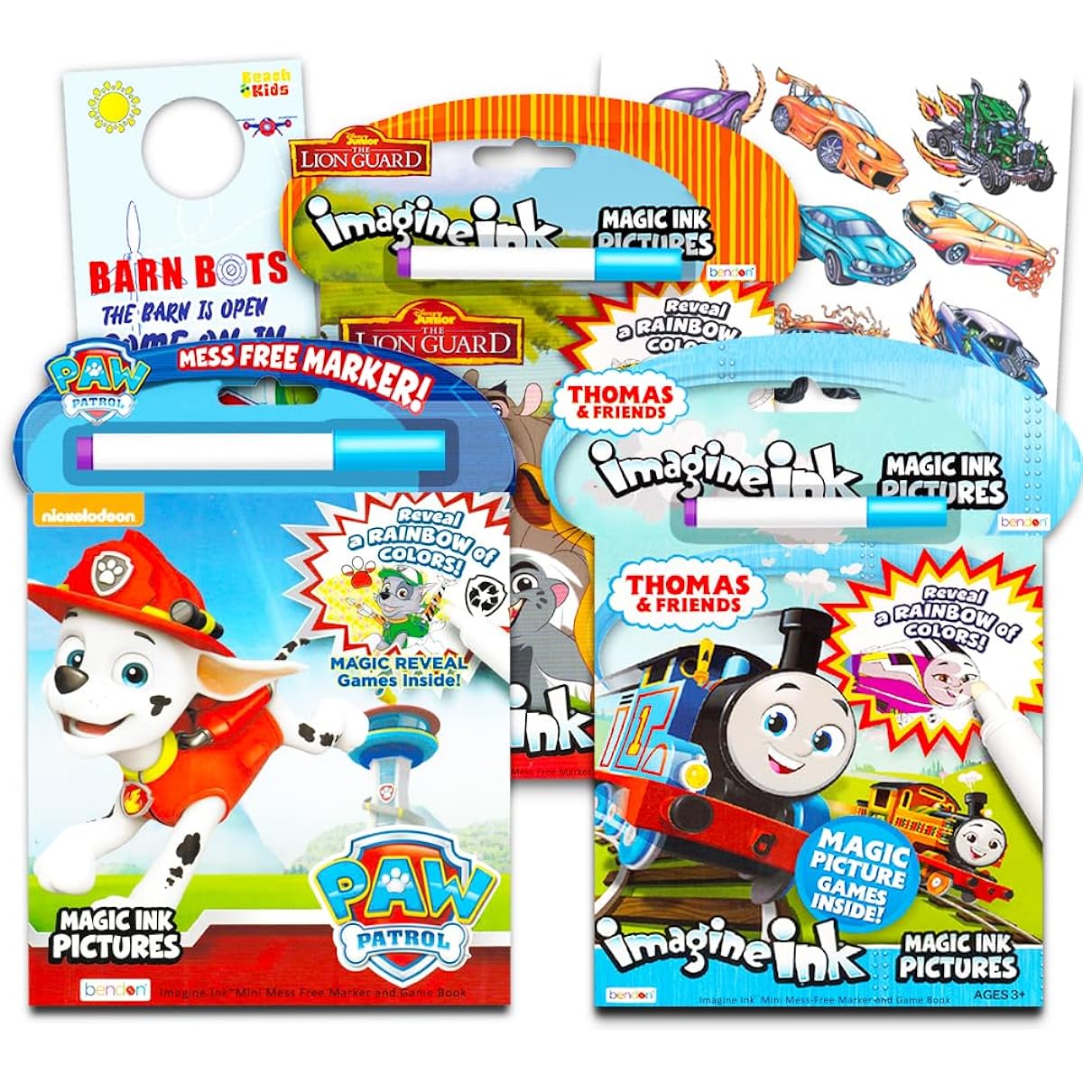Paw Patrol Imagine Ink Coloring Set for Toddlers and Kids – 3 Magic Ink Books with Paw Patrol, Thomas The Train, Hatchimals Ink Pens and Stickers (Colorless)