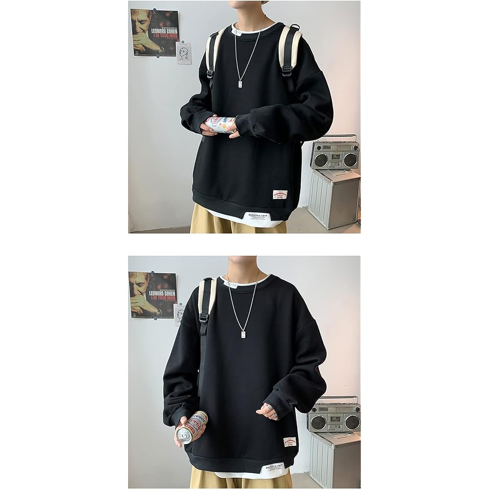[foveitaa] Men's Sweatshirt, Oversized, Plain, Popular, Pullover Sweatshirt Top, Casual, Stylish, Simple, Stylish, Drop Shoulder, Loose, Hoodie, Unisex, Spring/Autumn Clothes