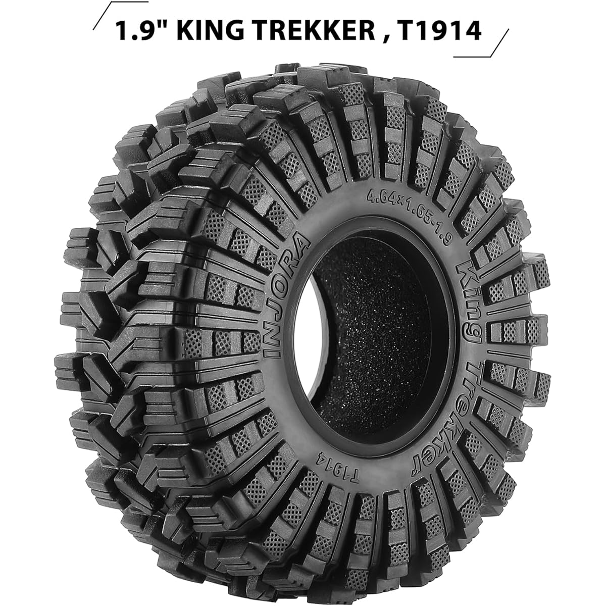 INJORA 1.9 Tire All Terrain King Trekker Wheel Tires for FCX10 TRX4 SCX10 Pro Gen8 VS4-10 1/10 RC Crawler Car 118*42mm (T1914)