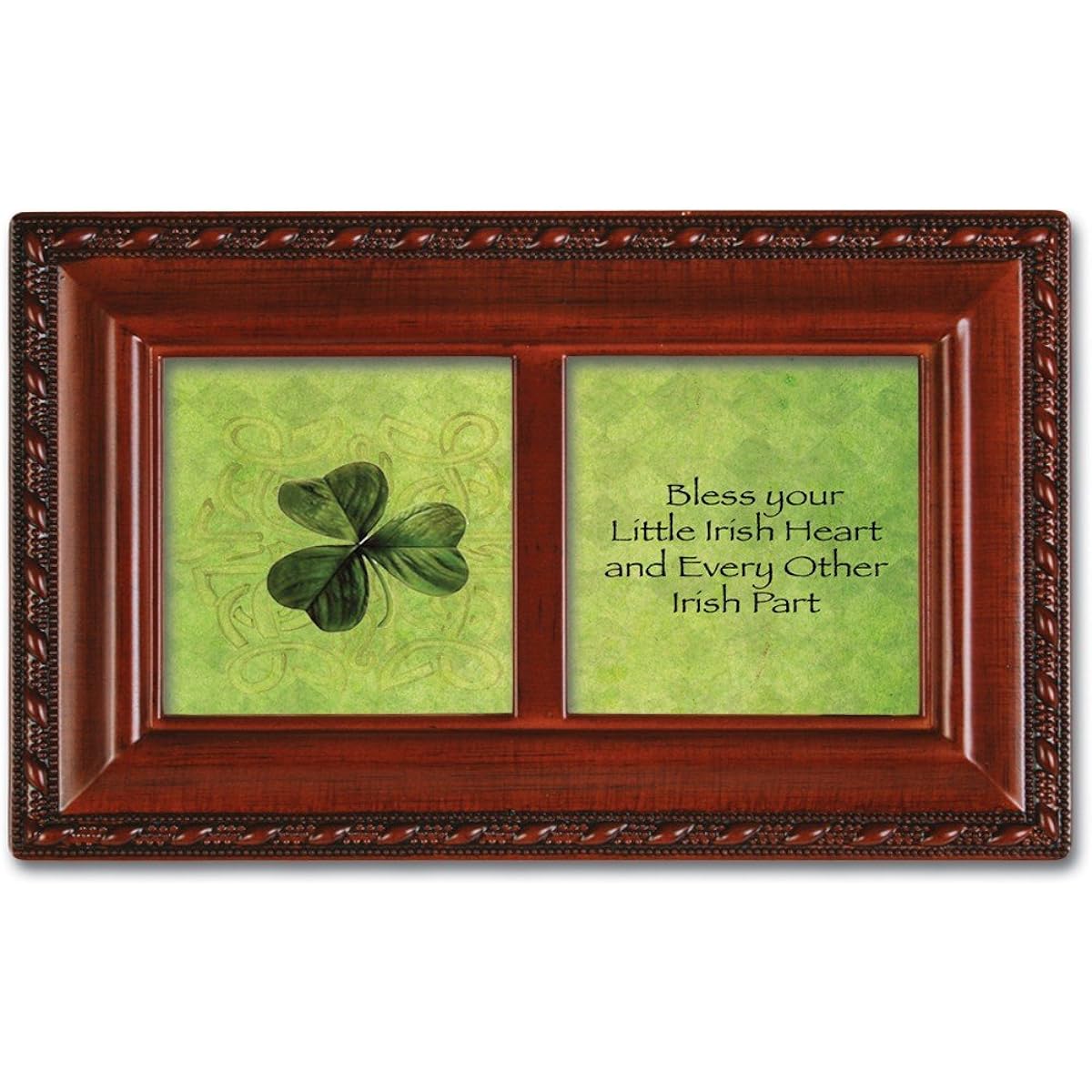 Irish Heart Cottage Garden Wood Grain Petite Music Box Plays Irish Eyes
