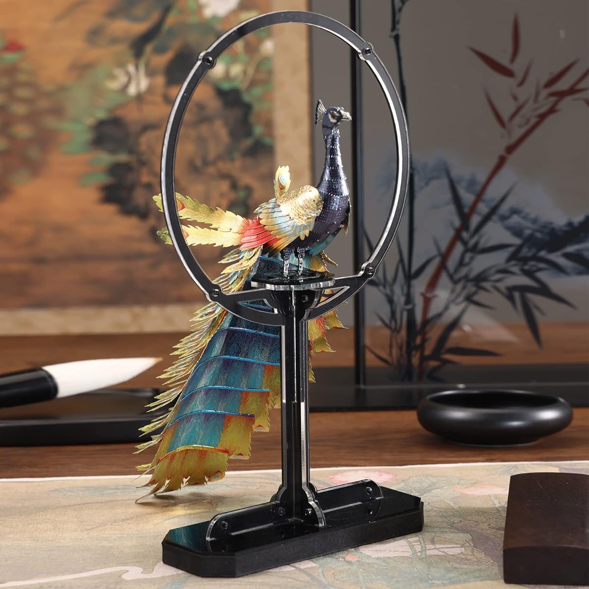 Piececool 3D Puzzle for Adults Gorgeous Peacock 3D Metal Model Building Kit Challenging Brain Teaser 3D Puzzle DIY Assembly Craft Kit Creative Ornaments Home Decor