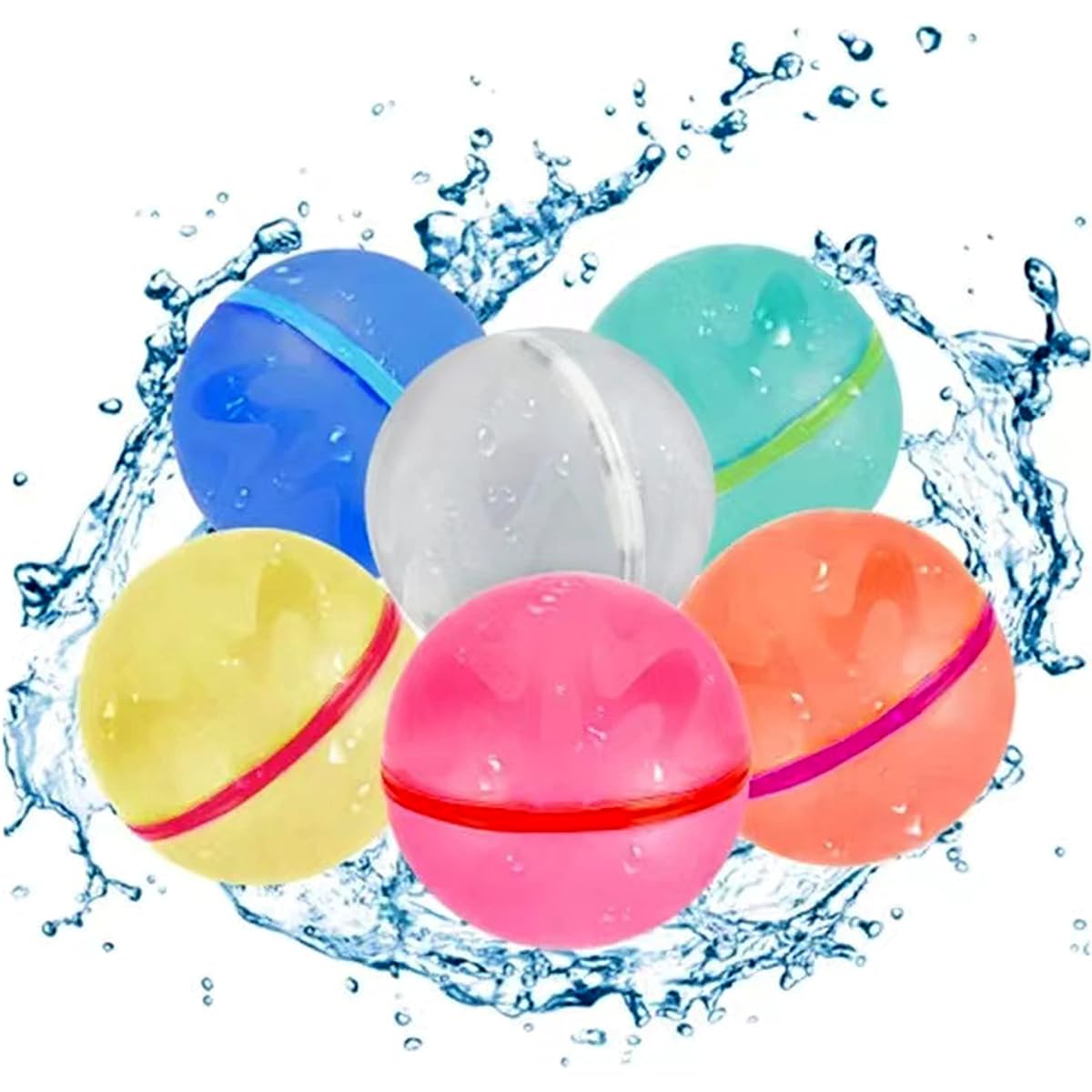 Travel Revealer Quick Fill Reusable Water Balloons Self-Sealing Latex-Free Silicone Water Splash Ball Water Bomb for Kids Teens | Outdoor Activities Water Games Toys Summer Party Supplies (Pack of 6)