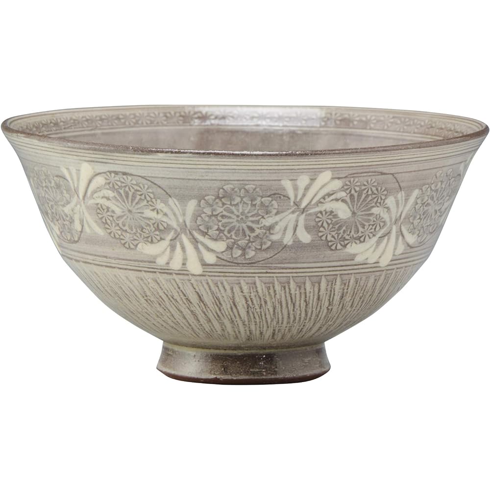 Kyoto ware, Kiyomizu ware, pottery kiln, rice bowl, large purple color pattern LTS432-01