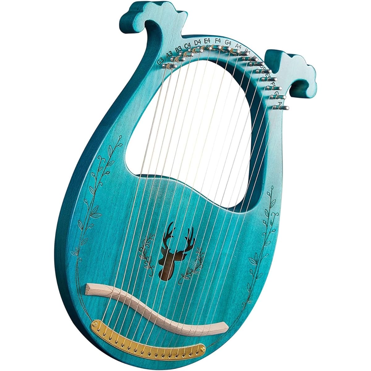 WowZza Harp 16 String Wooden Lyre Harp Resonating Box Stringed Instrument with Wrench Pick