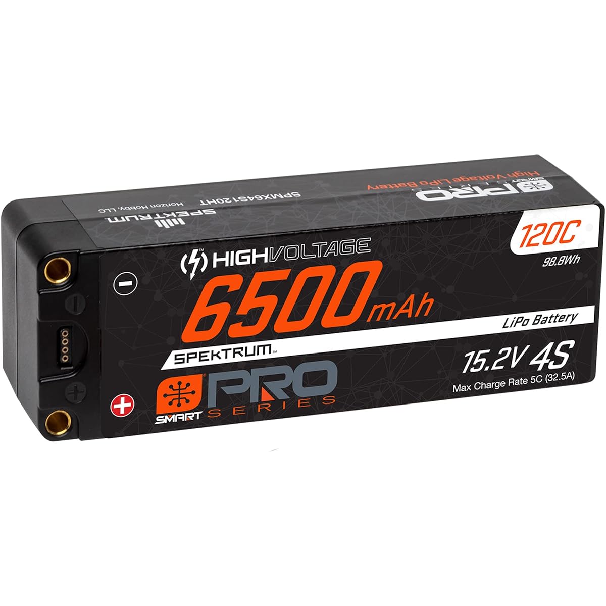 Spektrum 15.2V 6500mAh 4S 120C Smart Pro Race Hard Case HV-LiPo Battery: Tube 5mm SPMX64S120HT