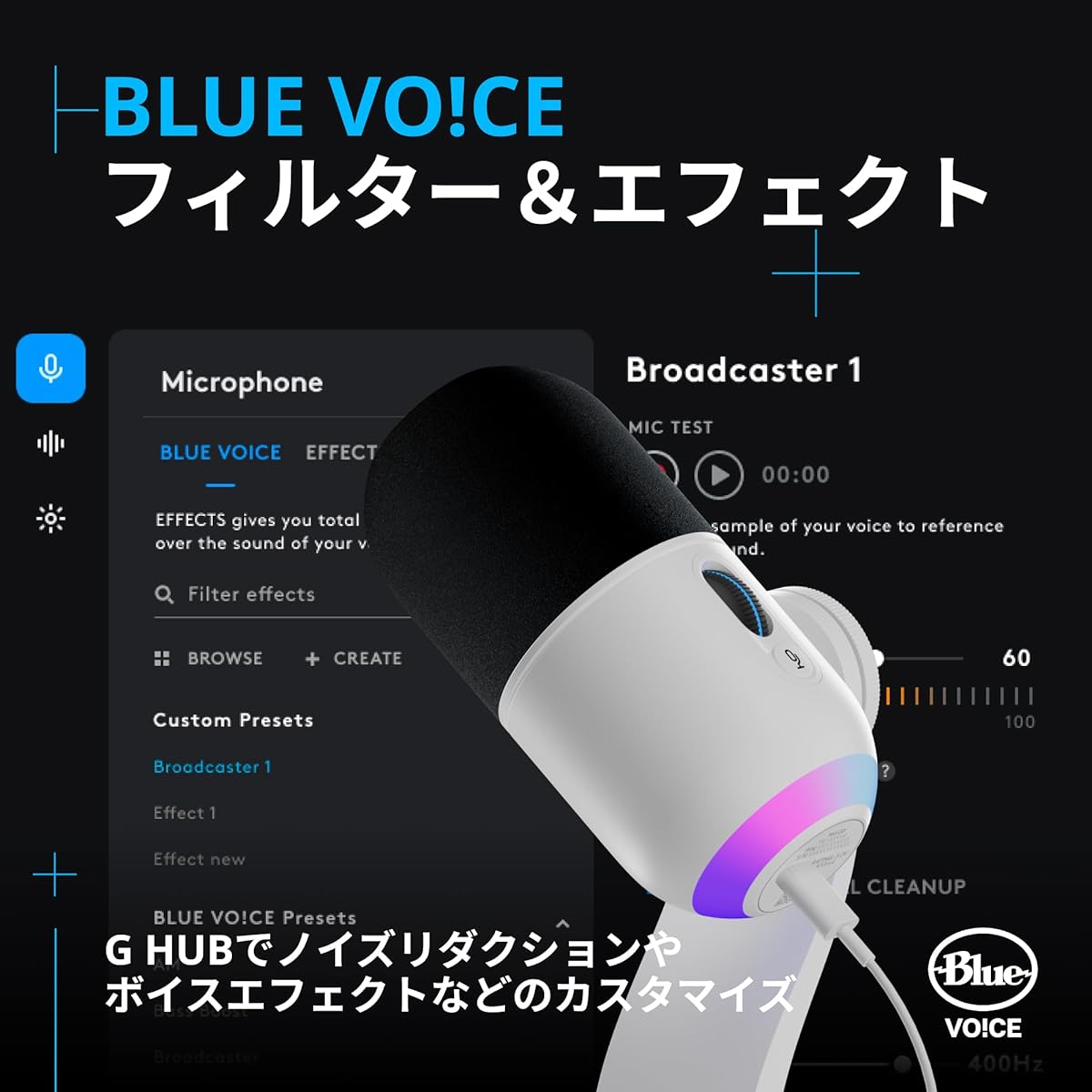 Logitech G Gaming Microphone YETI GX Dynamic Microphone G-YETI-GX-WH Streaming Delivery Super Cardioid Noise Reduction RGB LIGHTSYNC Compatible USB BLUE VO!CE PC MAC Gaming Microphone White White Windows G-YETI Domestic Genuine Product
