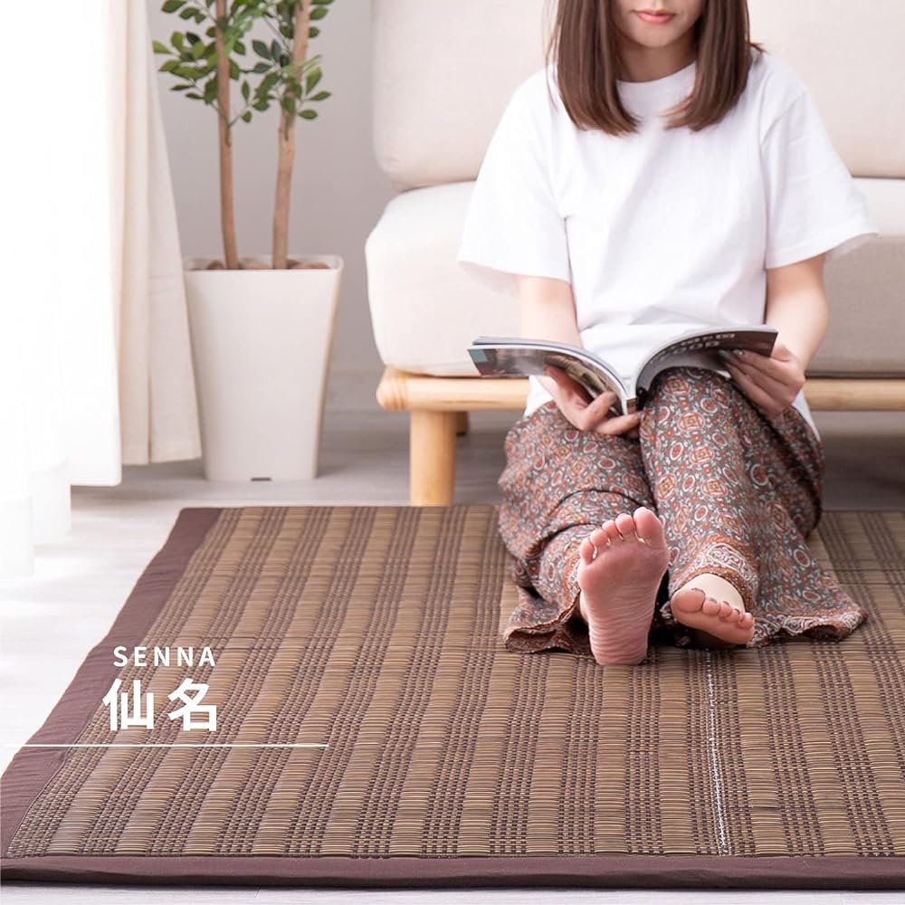 Hagiwara Igusa Rug, Blue, Approx. 180X180cm "Sena", Plump, Thick, Backed, Compact Storage