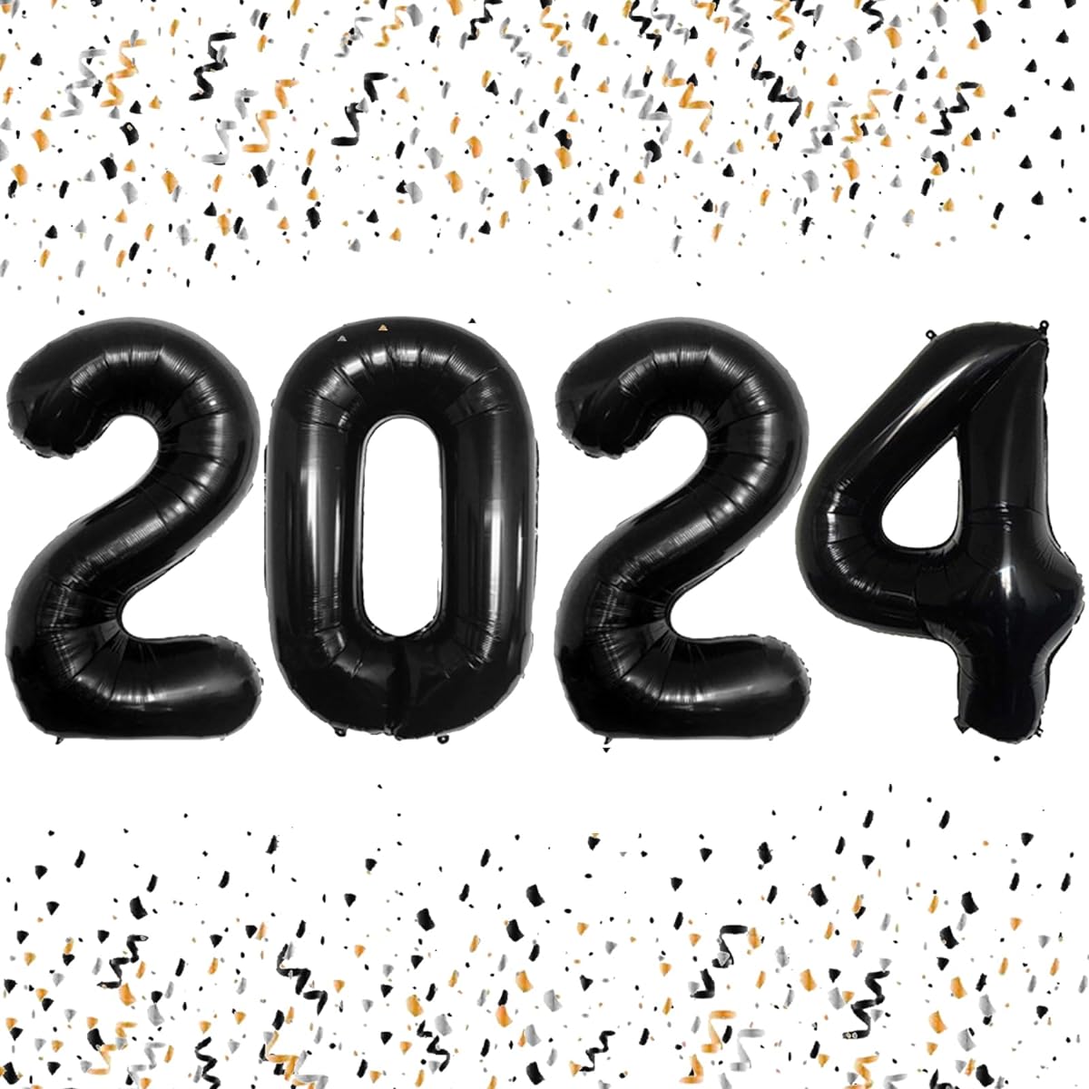 Kleeblatt Black 2024 Balloons Numbers Large Happy New Year Number Balloons New Years Eve Party Supplies 2024