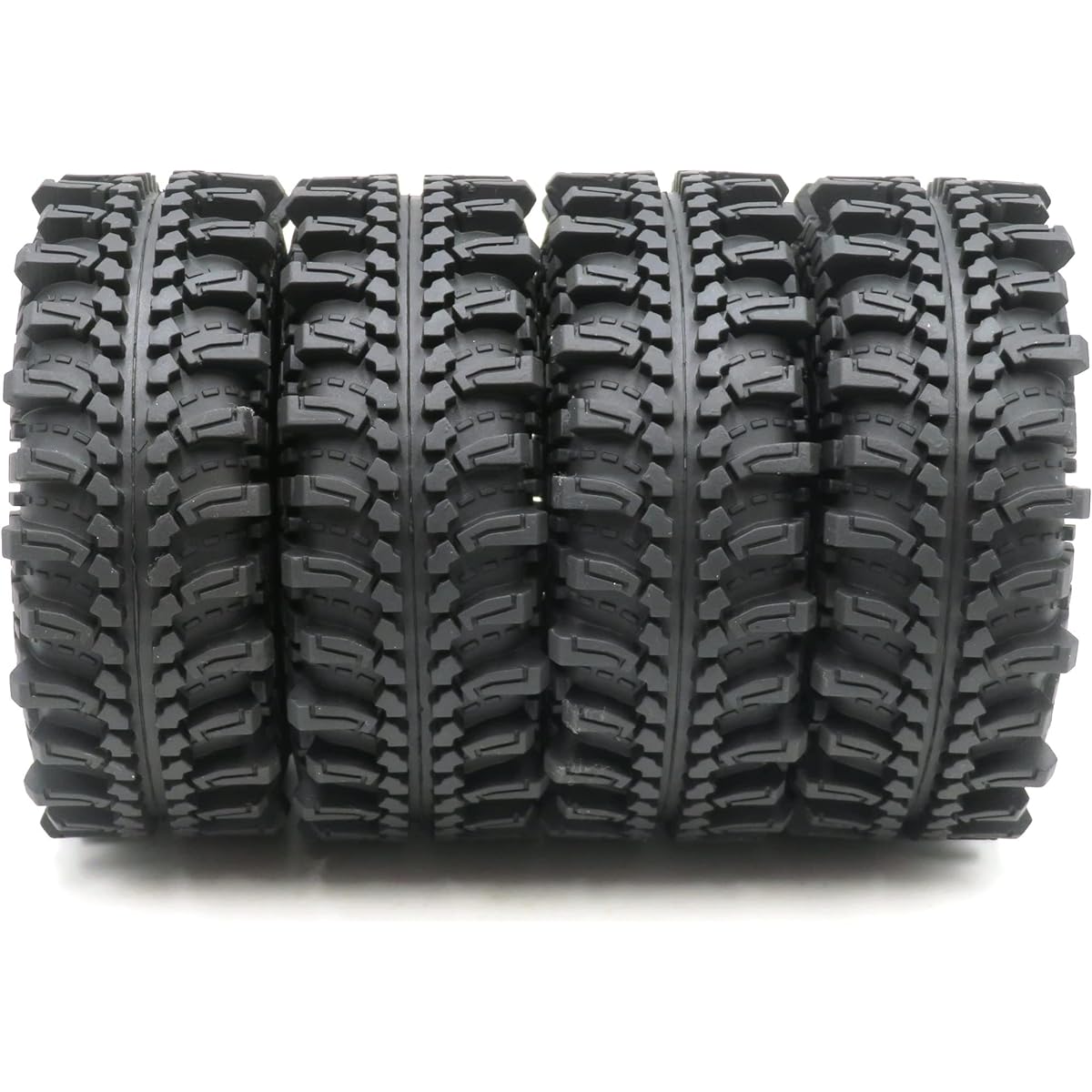 HOBBYSOUL RC 1.9 Mud Terrain Tires Super Grip Soft Crawler Tires 121mm/4.75inch for 1.9 Beadlock Wheel Rims, Set of 4