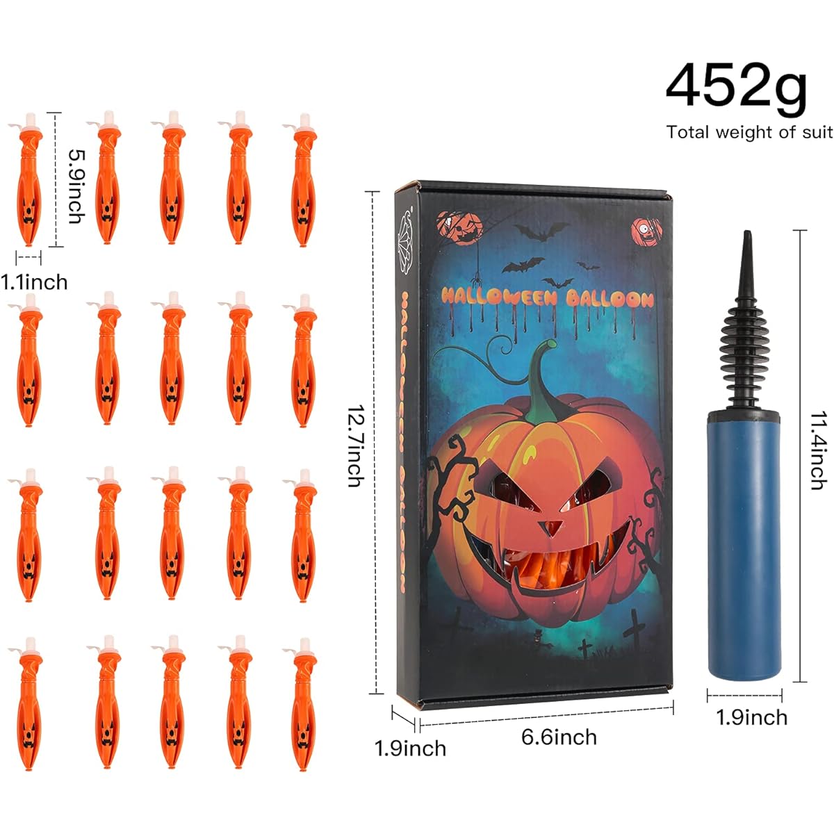 Halloween Pumpkin Balloon Decorations 20pcs Halloween Balloons with Pump for Outdoor Indoor LED Light Up Balloons Pumpkin Lights Halloween Home Party Supplies