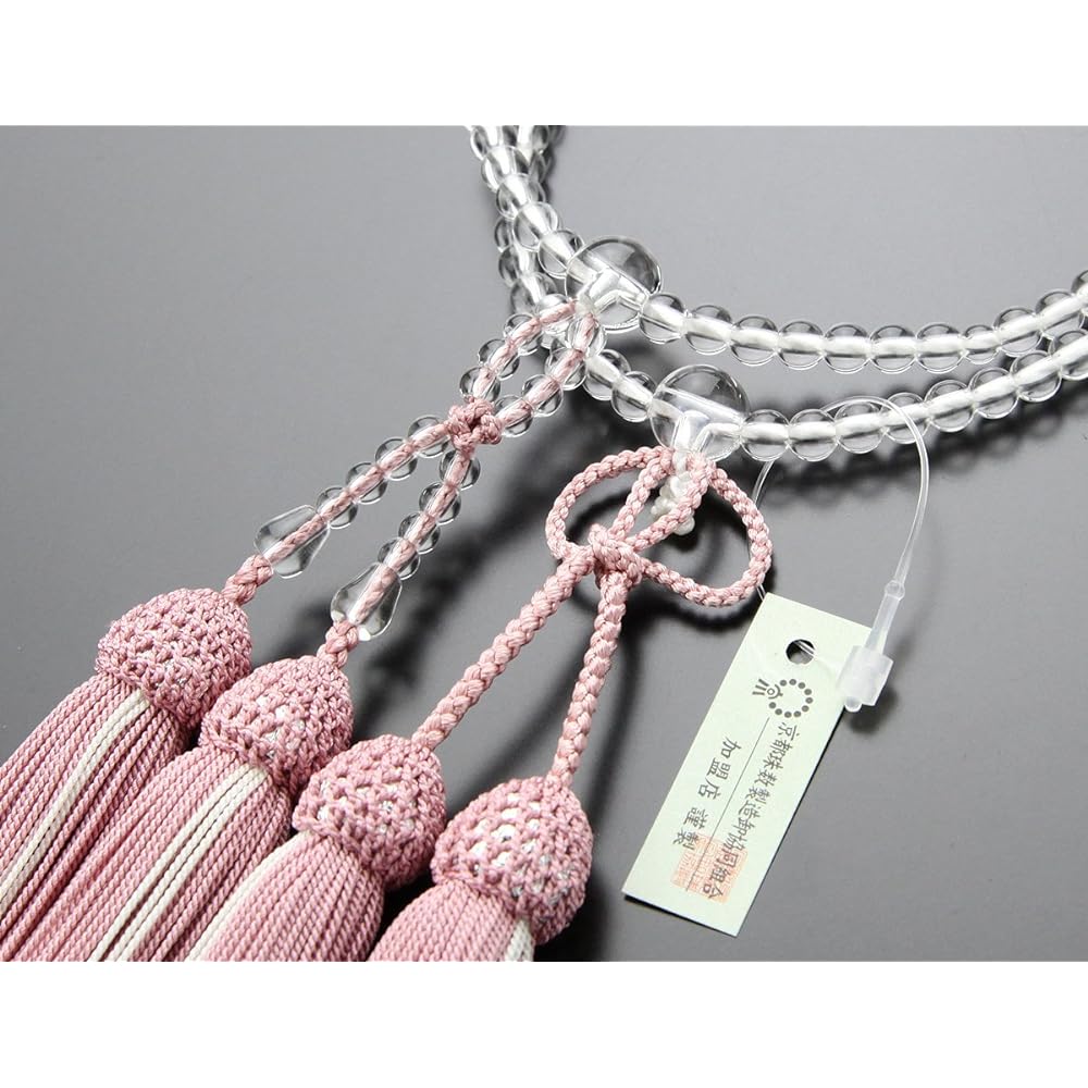 Pure Land Buddhist Buddhist Prayer Beads for Women, 8 inch Genuine Crystal, Pure Silk Basso, Kyoto, April Birthstone, 108 Beads, 8 Size, 2 Tiers, Buddhist Services, Funeral, Memorial Service, My Prayer Beads 102780011, Gift for Buddhist Purposes