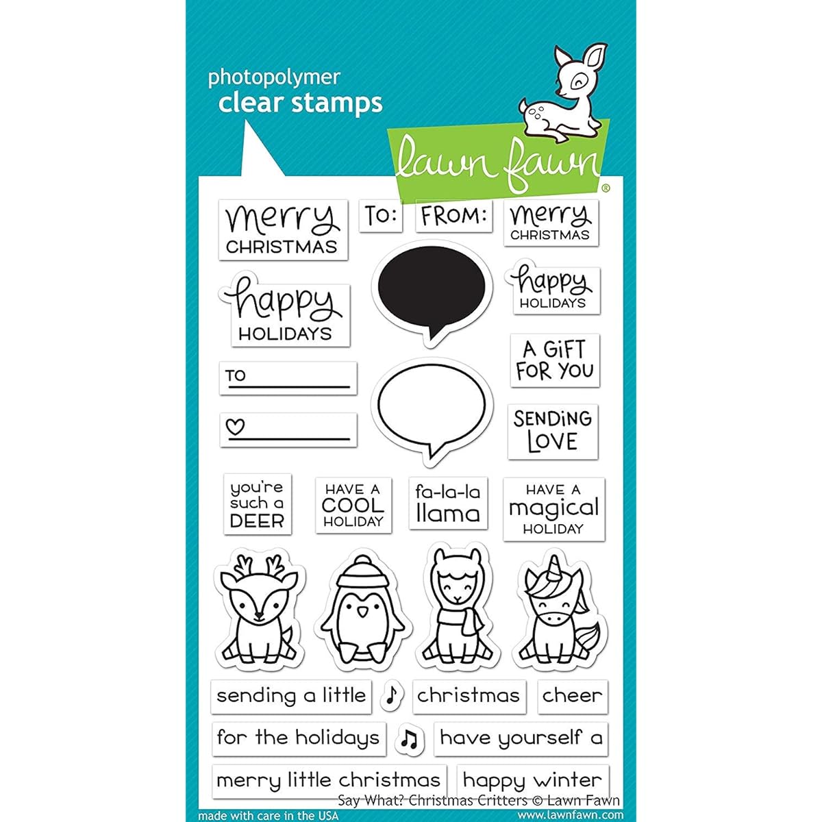 Lawn Fawn Clear Stamps 4"X6"-Say What? Christmas Critters -LF1778
