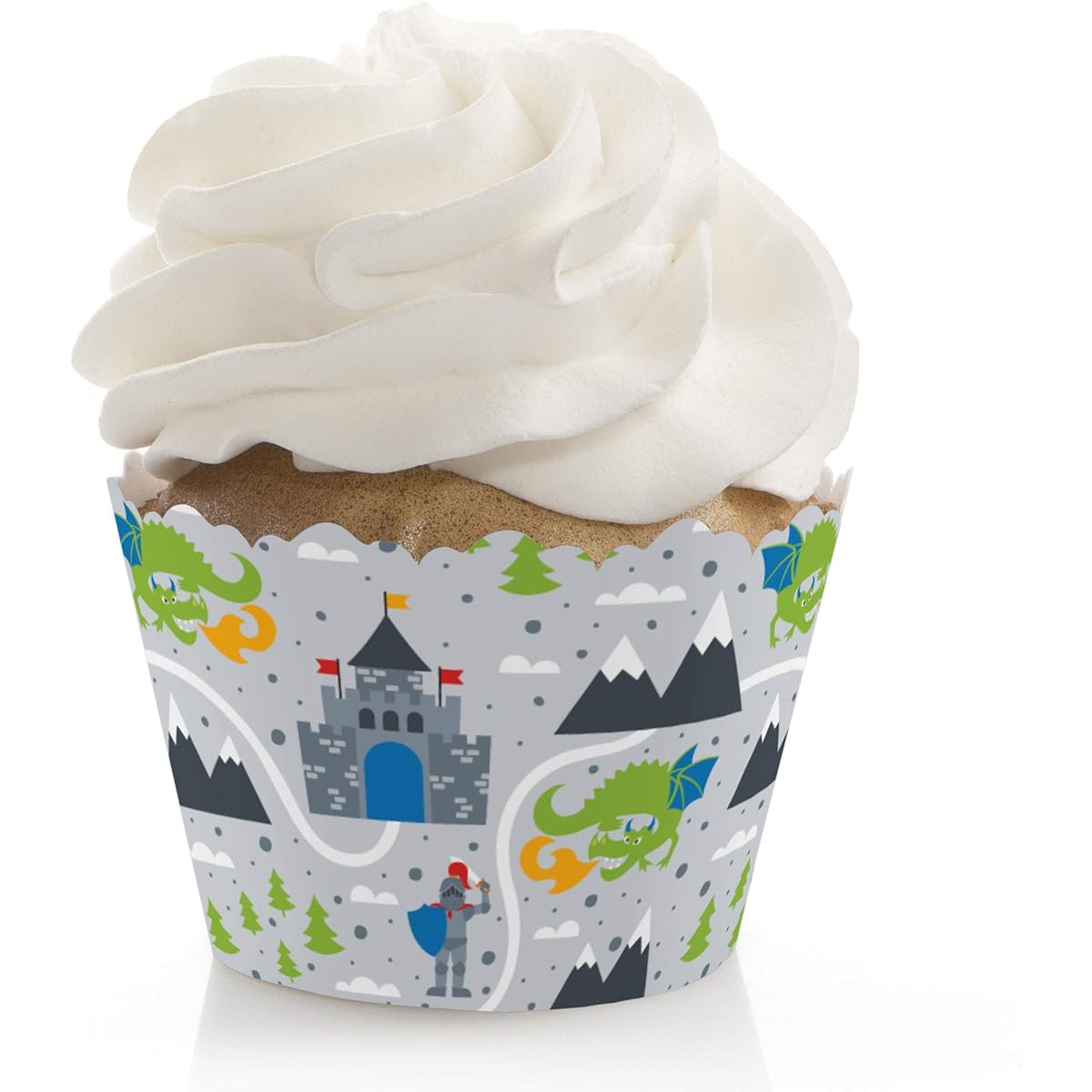 Big Dot of Happiness Calling All Knights and Dragons - Medieval Party or Birthday Party Decorations - Party Cupcake Wrappers - Set of 12