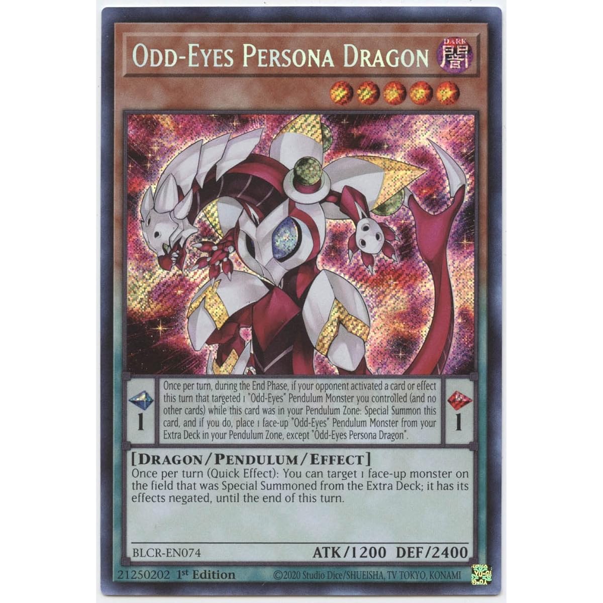 Odd-Eyes Persona Dragon BLCR-EN074 Secret Rare 1st Edition