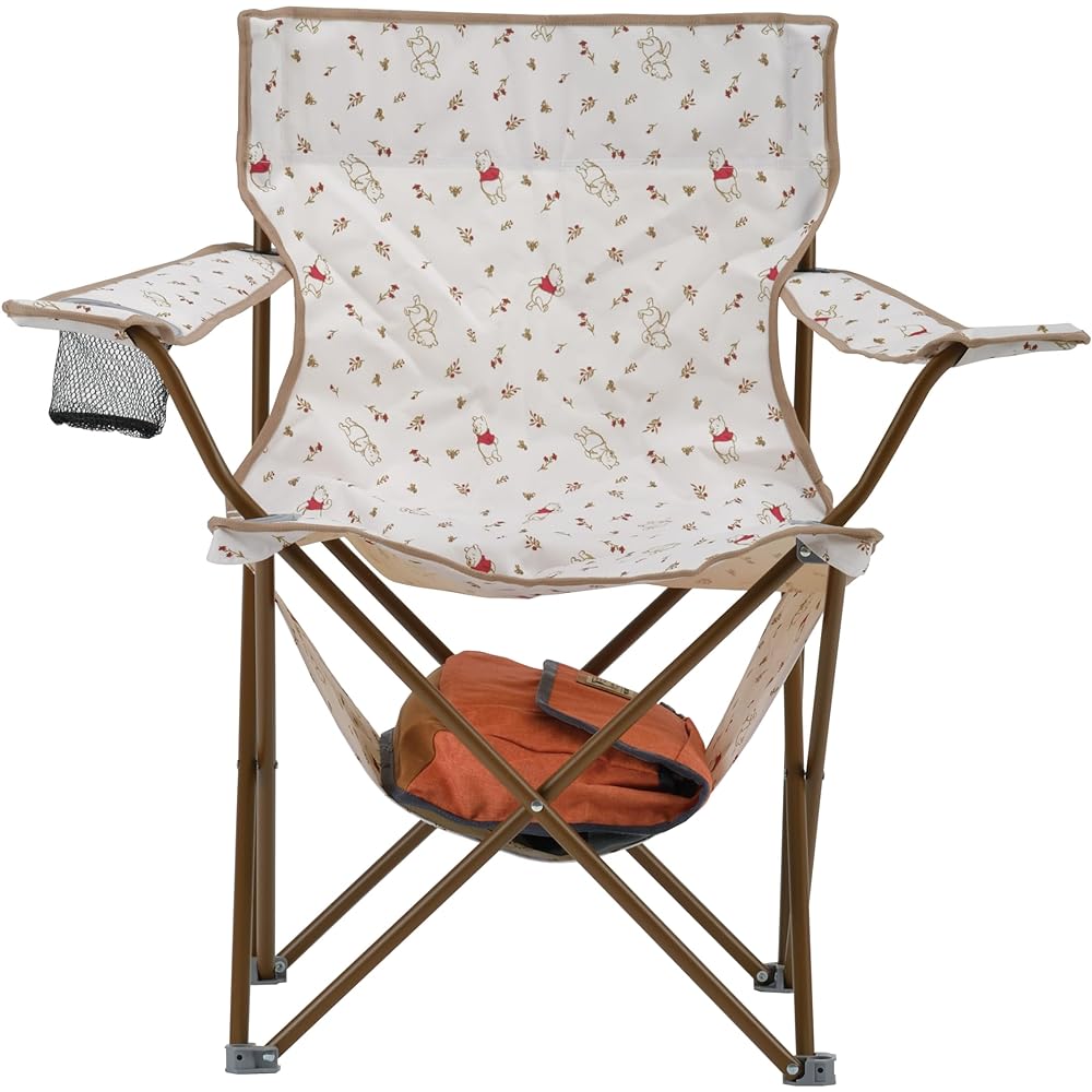 CAPTAIN STAG Disney Outdoor Chair Chair Lounge Chair with Shelf Mock Drink Holder Storage Bag Included Winnie the Pooh/Hello MA-1094