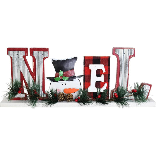 Wood Noel Christmas Sign Decoration Cutout Wooden Words Christmas Table Top Indoor Home Decor Decoration Free Standing Noel Block Letter Centerpiece Sign Mantel Fireplace Christmas Winter Holiday Decor