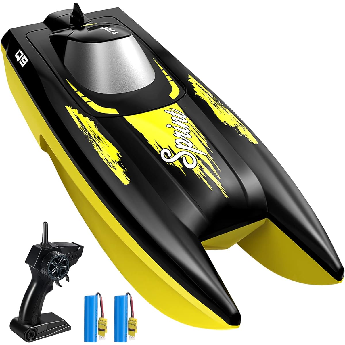 SYMA RC Boat for Kids, Q9 Remote Control Boat for Pool and Lake, 2.4GHz 10km/h Speed Boat, Double Power, Low Battery Reminder, Speed Boat Remote Control Toy, Gift for Kids or Adults
