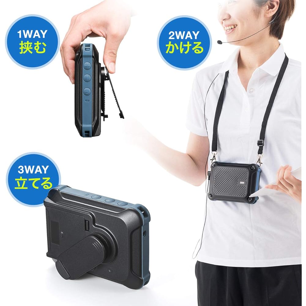 Sanwa Direct Waterproof Loudspeaker Hands-free [Batteries] Max 16W Small Lightweight Head Microphone 400-SP080