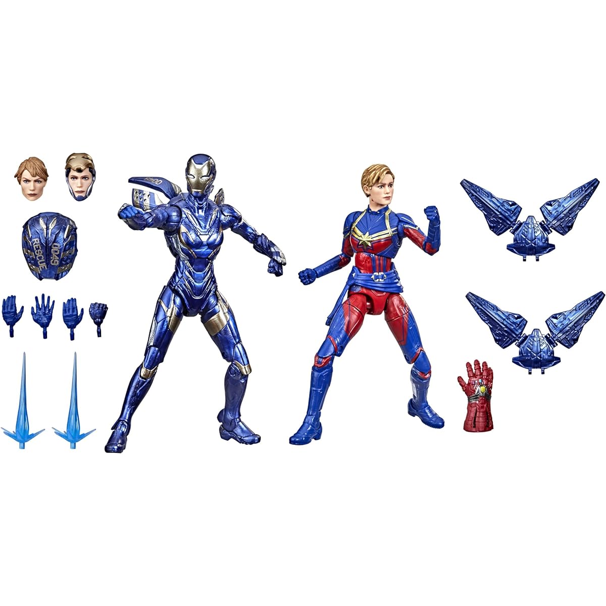 Marvel Hasbro Legends Series 6-Inch Scale Action Figures Toy Captain and Rescue Armor 2-Pack Infinity Saga Characters Premium Design 2 Figures and 12 Accessories