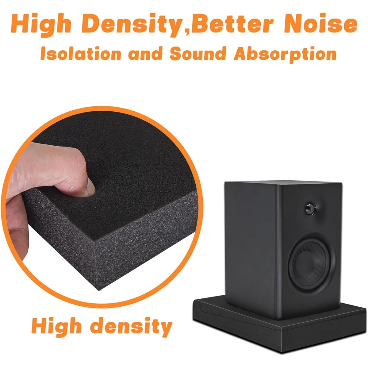 2 Pack Studio Monitor Isolation Pads, High Density Acoustic Foam, Sound Isolation Pads for 5" Monitors, 1.6" x 7.5" x 11", Fits Most Desktop Speakers and Studio Monitors (Isolation Pads, 2 Pack)