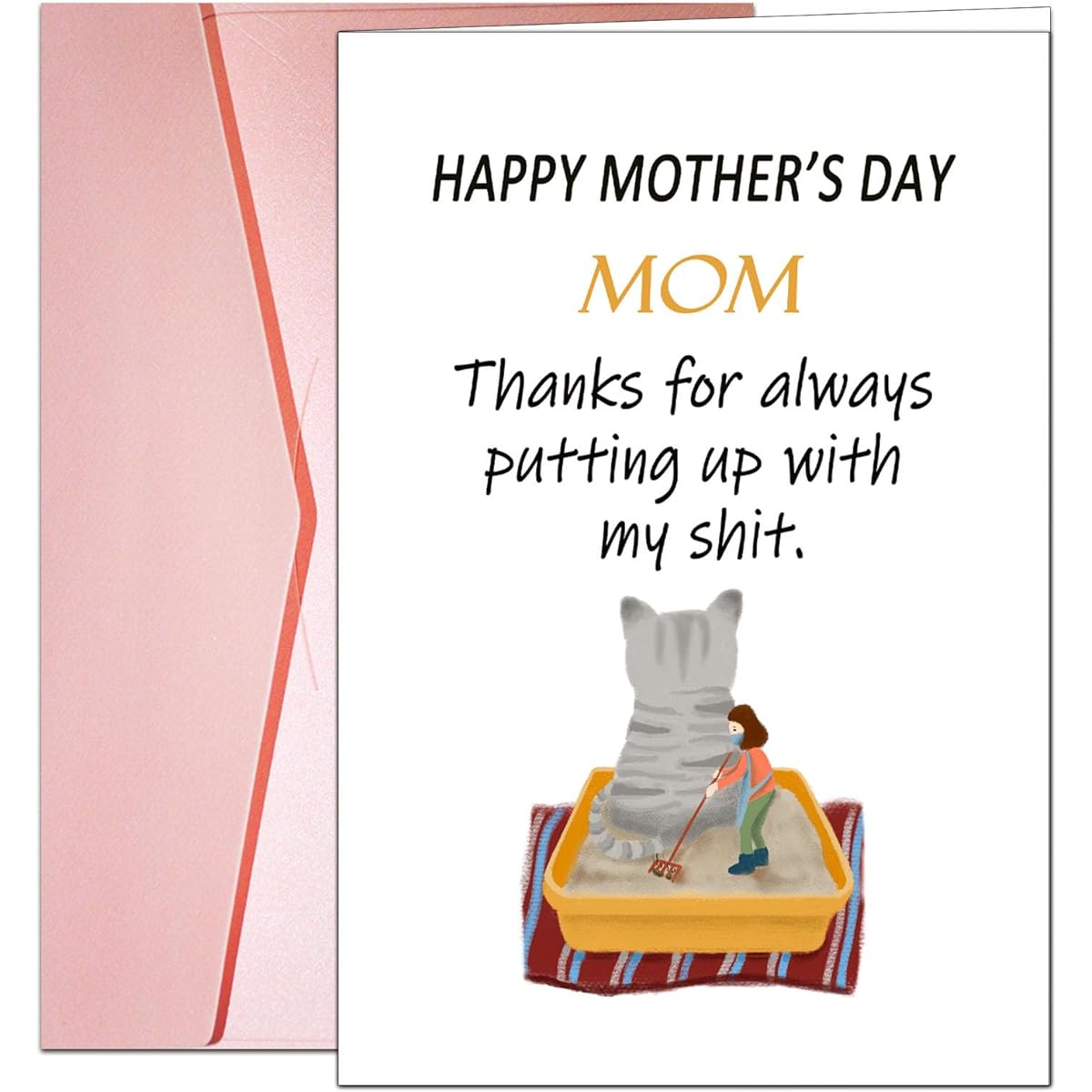 Thank you mom card Funny Mother's Day card Greeting card from kids cat Cute Mother's Day card