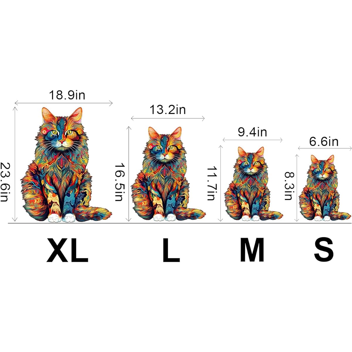 KAAYEE Wooden Jigsaw Puzzle Maine Coon Cat 300 Pieces 16.5*13.2 Inch Animal Unique Shape Puzzle Gift for Kids and Adults