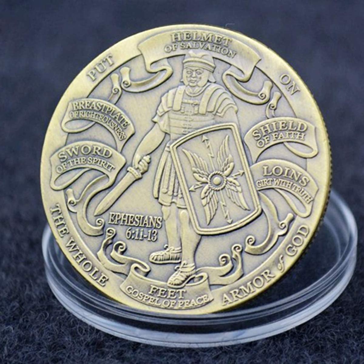 "Put On The Whole Armor Of God" Challenge Coin - Bronze Plated Souvenir Coin (1.57") - View #6