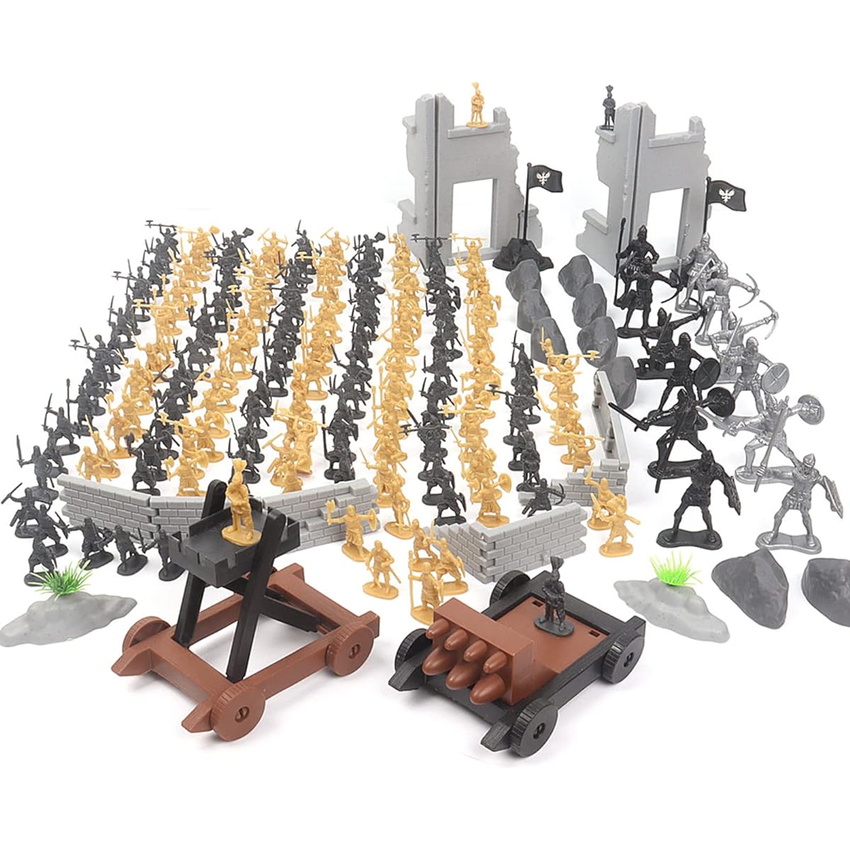 OTONOPI Toy Soldiers Medieval Plastic Knights Action Figures Castle Playset Classic Army Men Military Toys Mini Ancient Soldiers Warriors 250pcs with Carry Bag