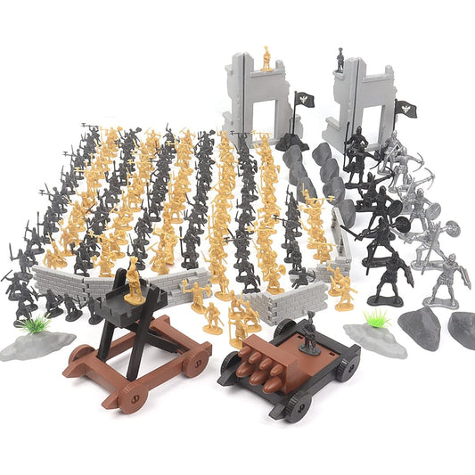 OTONOPI Toy Soldiers Medieval Plastic Knights Action Figures Castle Playset Classic Army Men Military Toys Mini Ancient Soldiers Warriors 250pcs with Carry Bag