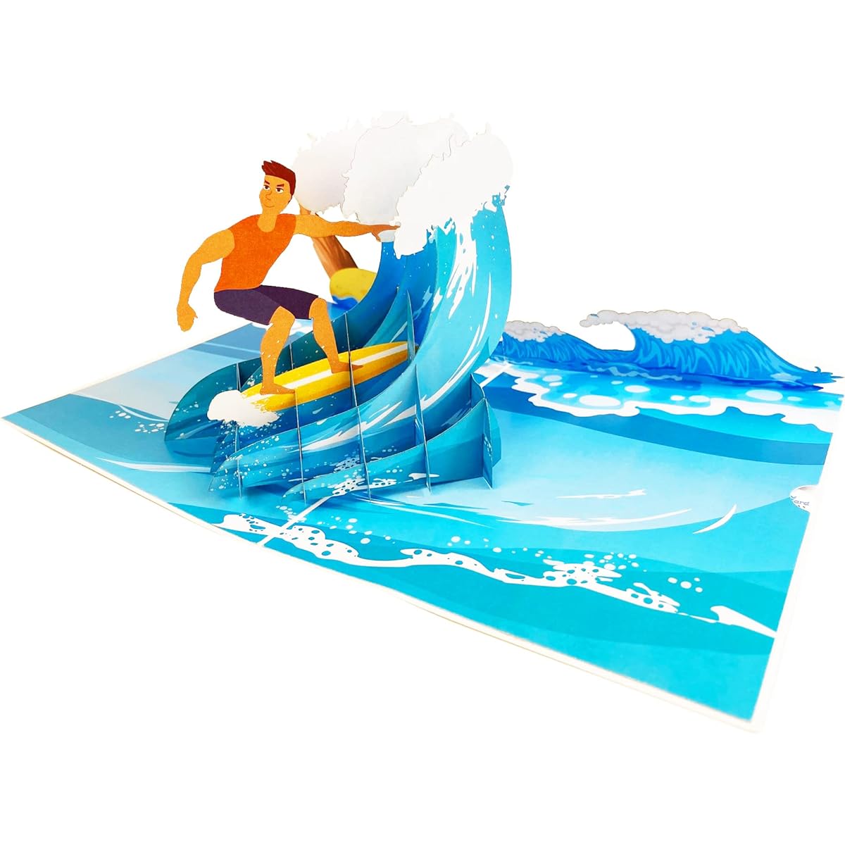 POP CARD EXPRESS Surfer Pop Up Birthday Card - Surfing Ocean Happy Birthday Special Occasion Retirement Graduation Friendship Anniversary Card Unique Gift for Men Women