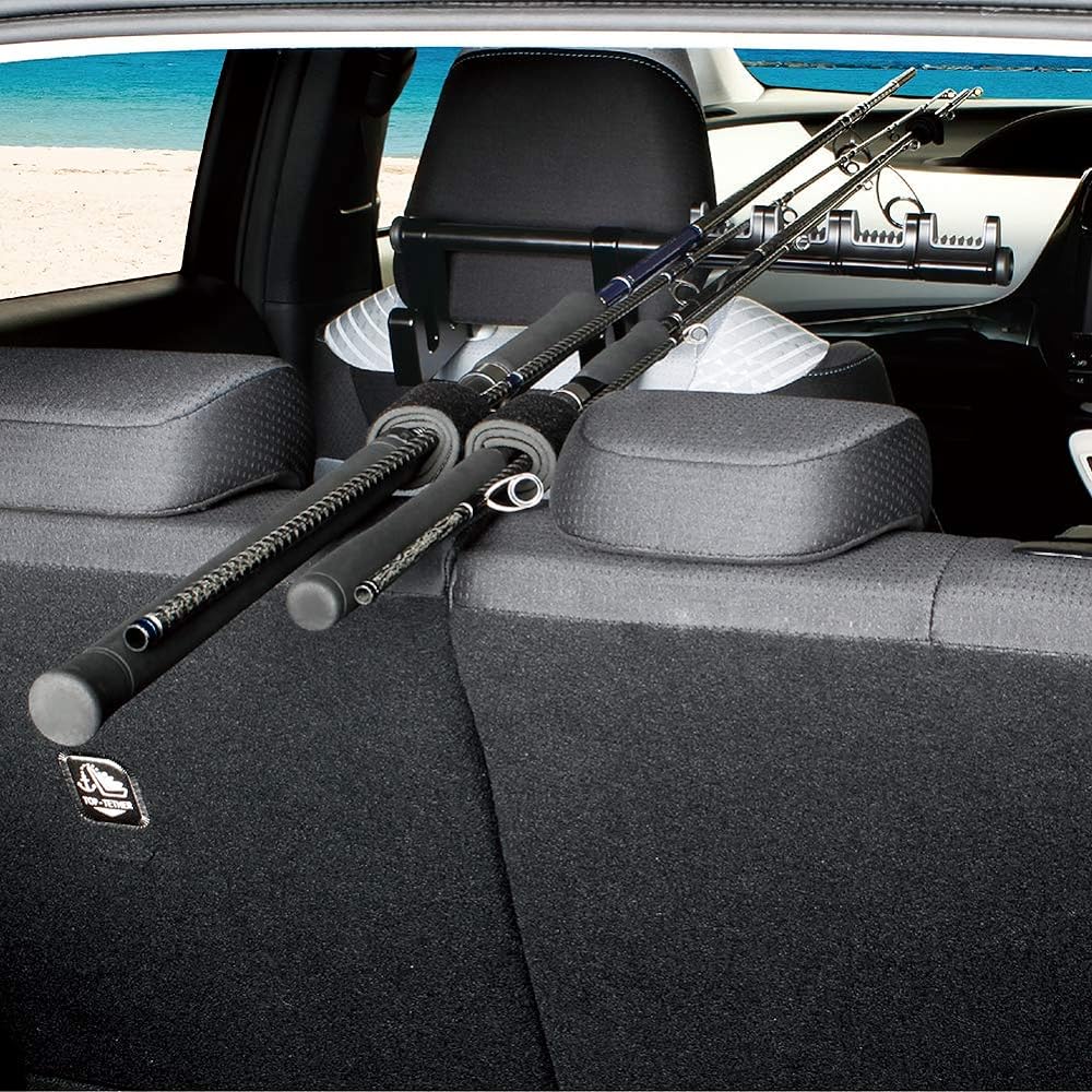 LITTLEMOLE Car Fishing Rod Holder with Seat Hook Multifunctional Fishing Rod Rack Car Headrest Hook Hanger Holder for Bag Wallet Cloth Grocery