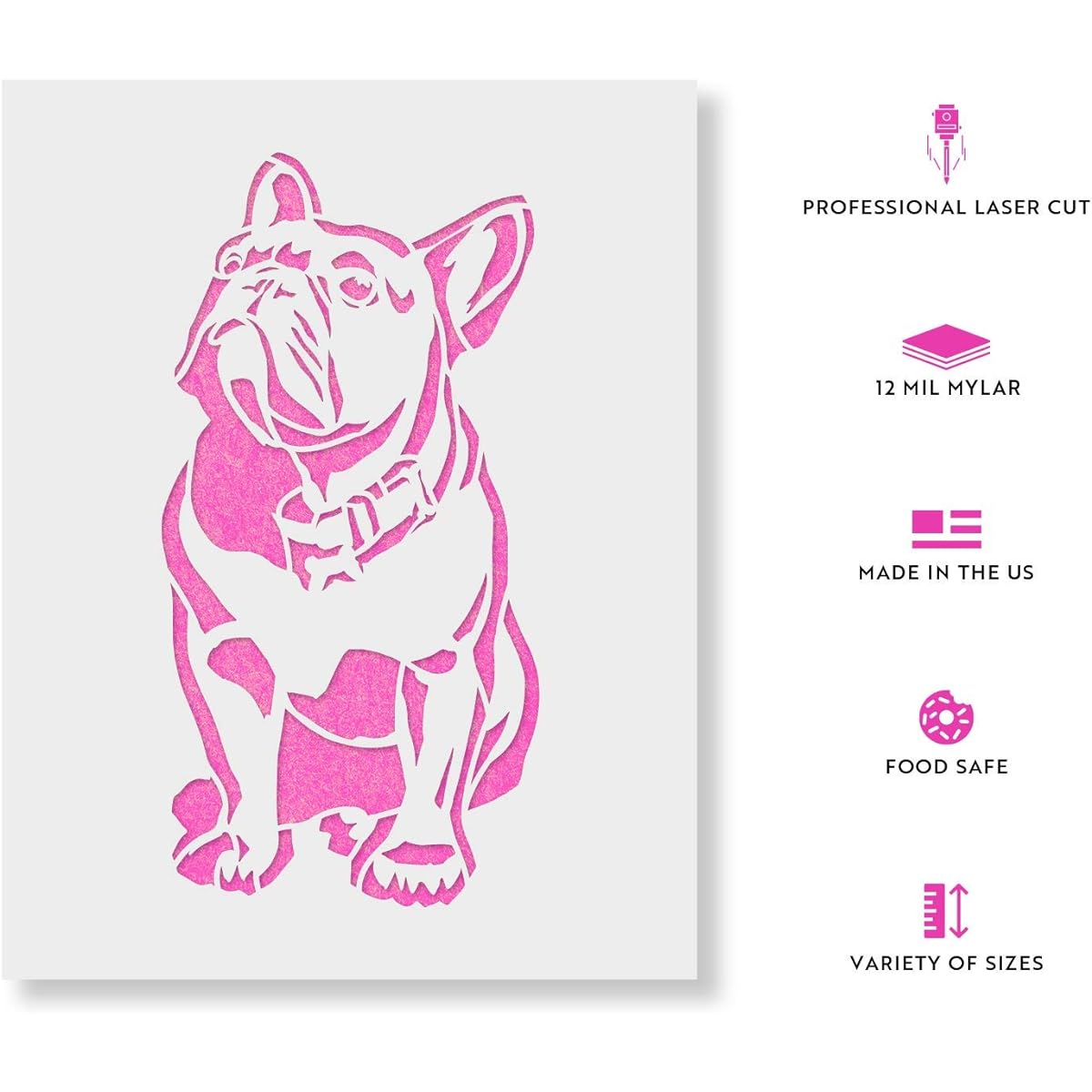 Sassy French Bulldog Stencil - Reusable Stencil for Painting - DIY Sassy French Bulldog Home Decoration