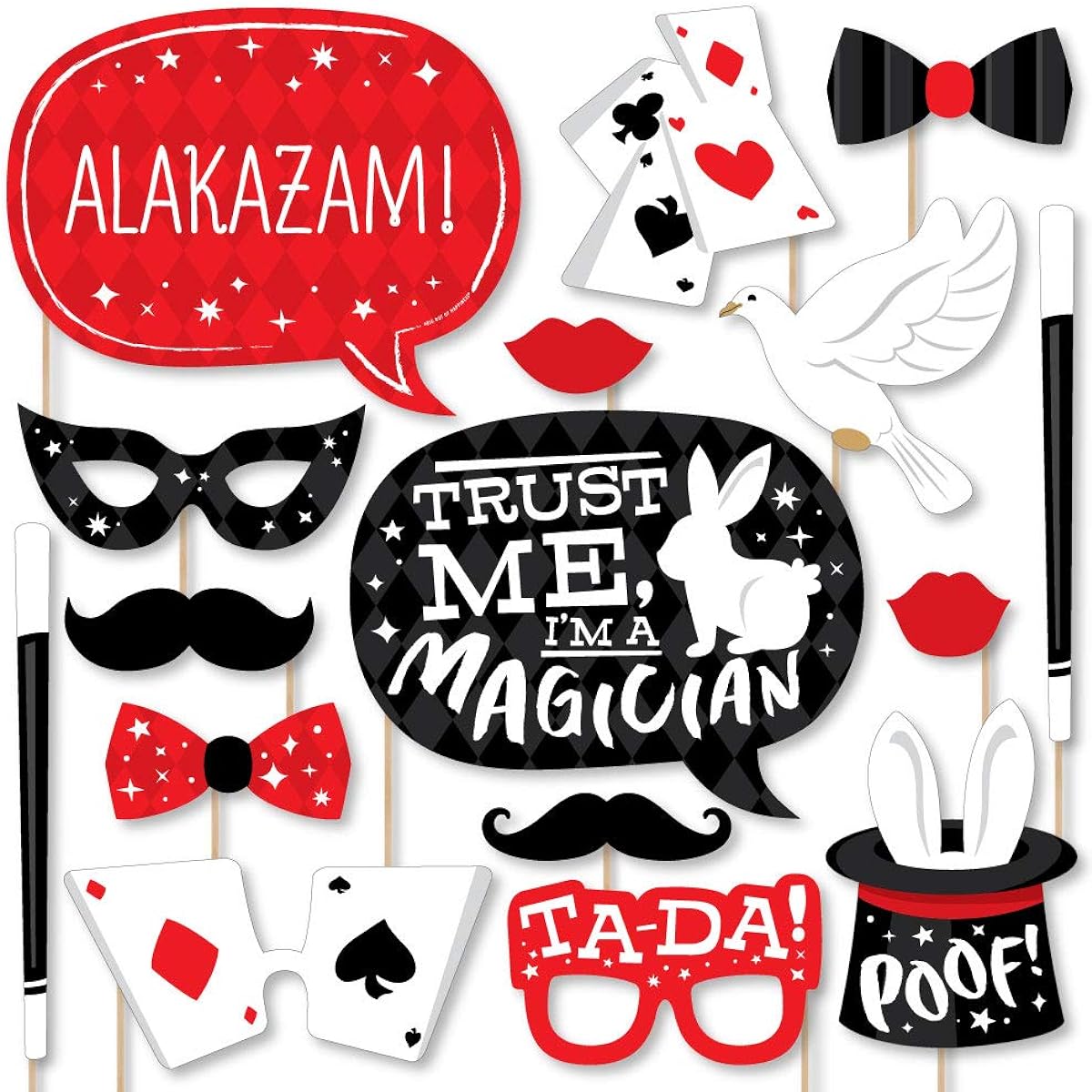Magic - Party Photo Booth Props Kit - 20 Count