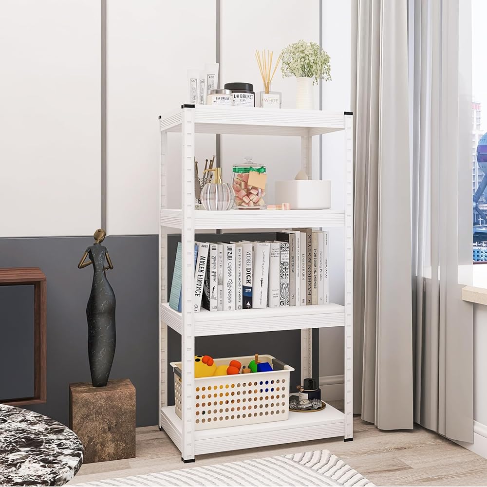 Steel Rack, Umimile Rack, Width 60, 4 Tiers, Metal Rack, Storage Shelf, Height Adjustable, Storage Rack, Rust Resistant, No Screws, Easy to Assemble, Load Capacity 700kg, Kitchen, Storeroom, Warehouse, Garage (Width 60 x Depth 40 x Height 120cm, White)