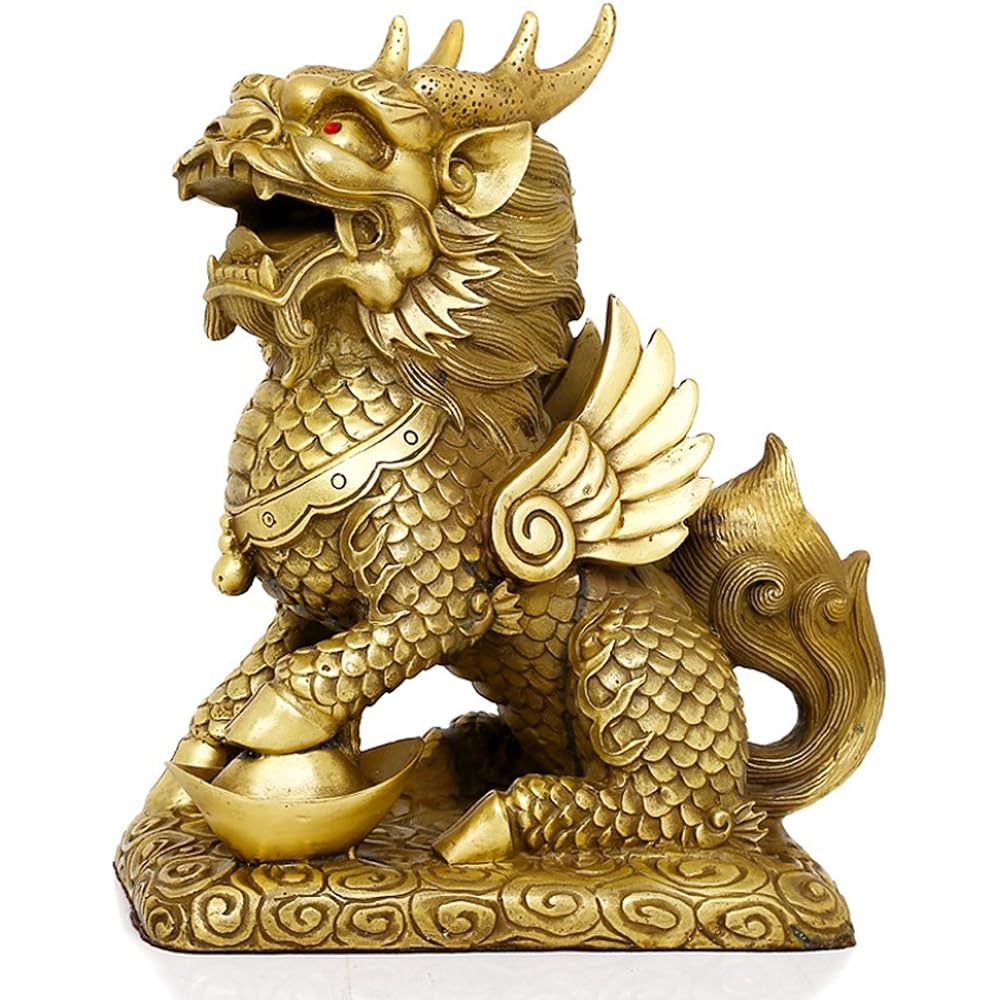 Kirin Good Luck, Pair, Copper Feng Shui Goods, Feng Shui Figurine, Feng Shui Goods, Giraffe Interior Charm, Set of 2, Good Luck Feng Shui Item, Amulet, Money Luck Prayer, Financial Luck, Good Luck, Thank You, New Year Gift (L)